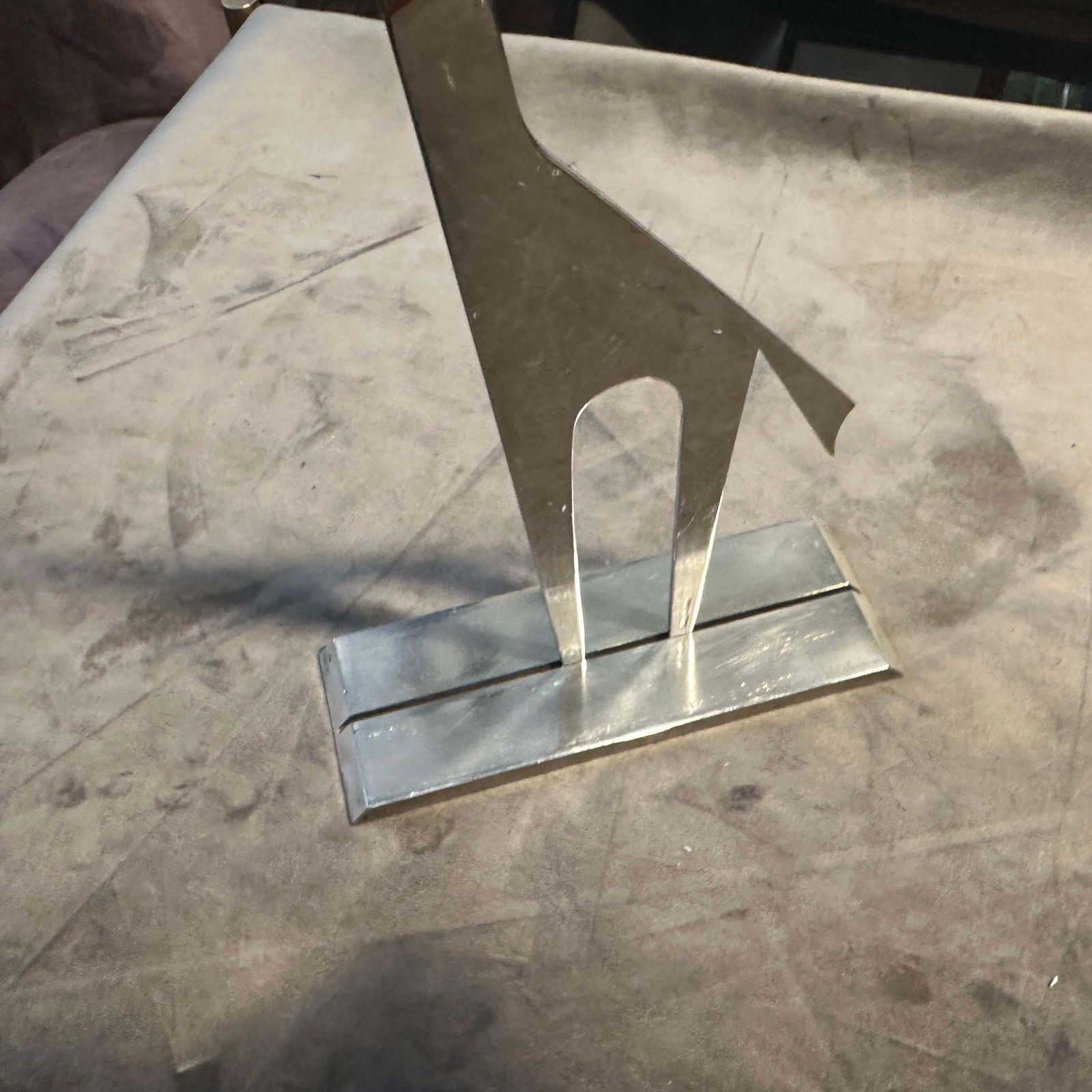 photo for sale 1990s Minimalist Silver Plated Sculpture La Giraffa By Lino Sabattini
