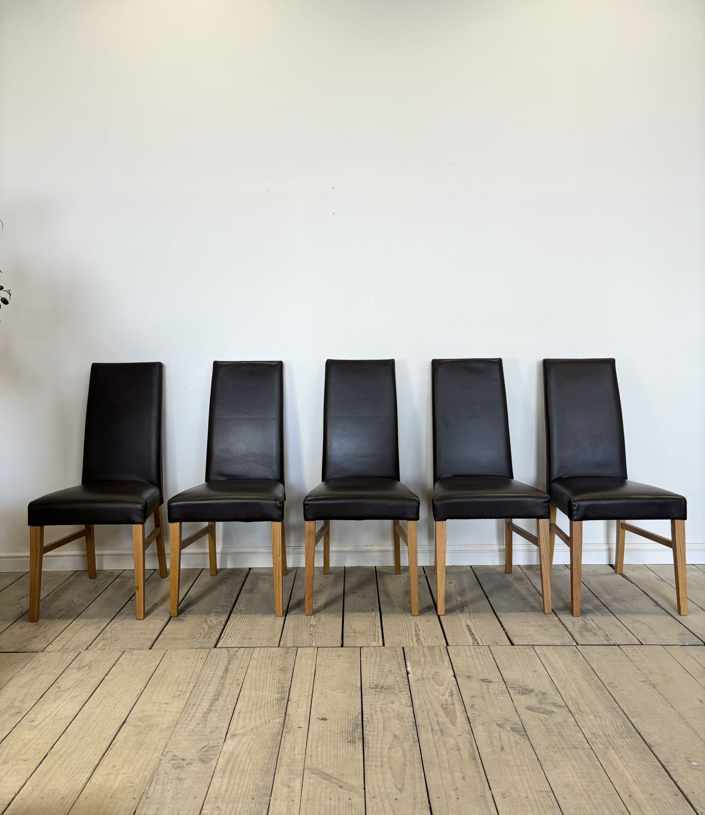 Set Of 5 Contemporary Leather Dining Chairs