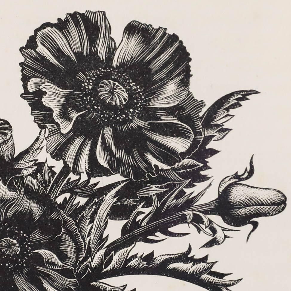 Clare Leighton (1898 1989) Mid 20th Century Woodcut, Poppies photo Art