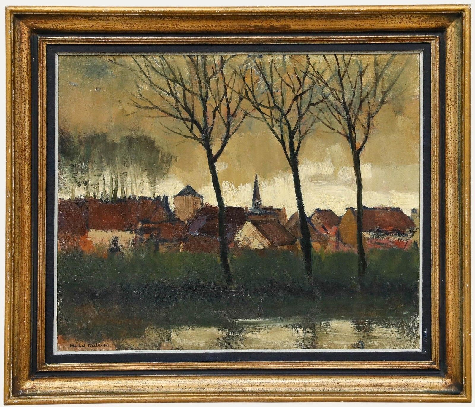 Michel Dutrieu (1910 1993) Mid 20th Century Oil, The River Bank