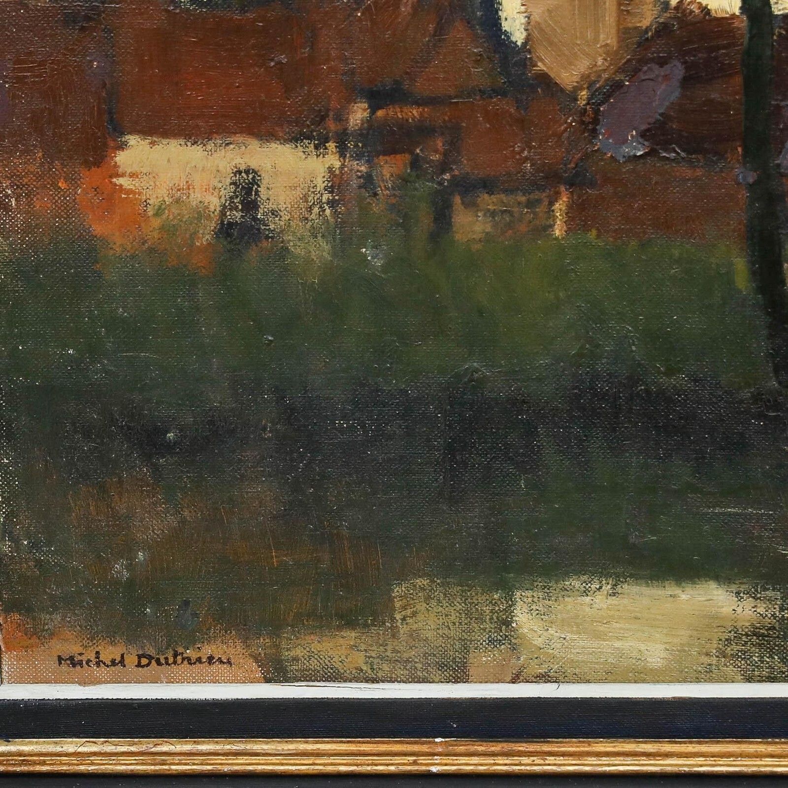 Michel Dutrieu (1910 1993) Mid 20th Century Oil, The River Bank photo vinterior
