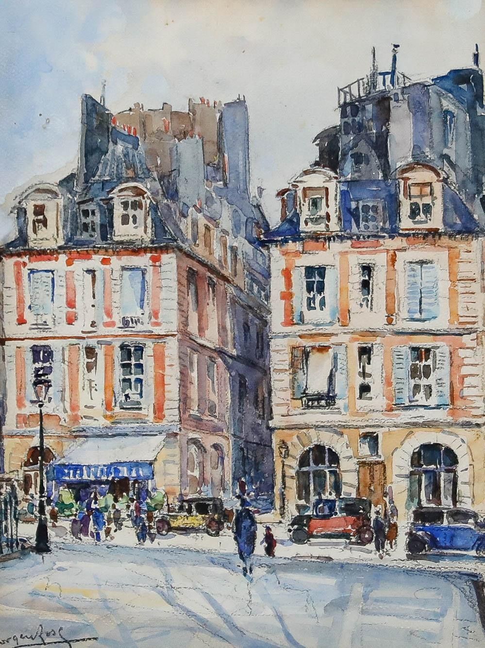 George Herbert Rose (1882 1955) Early 20th Century Watercolour, Place Dauphine photo furniture