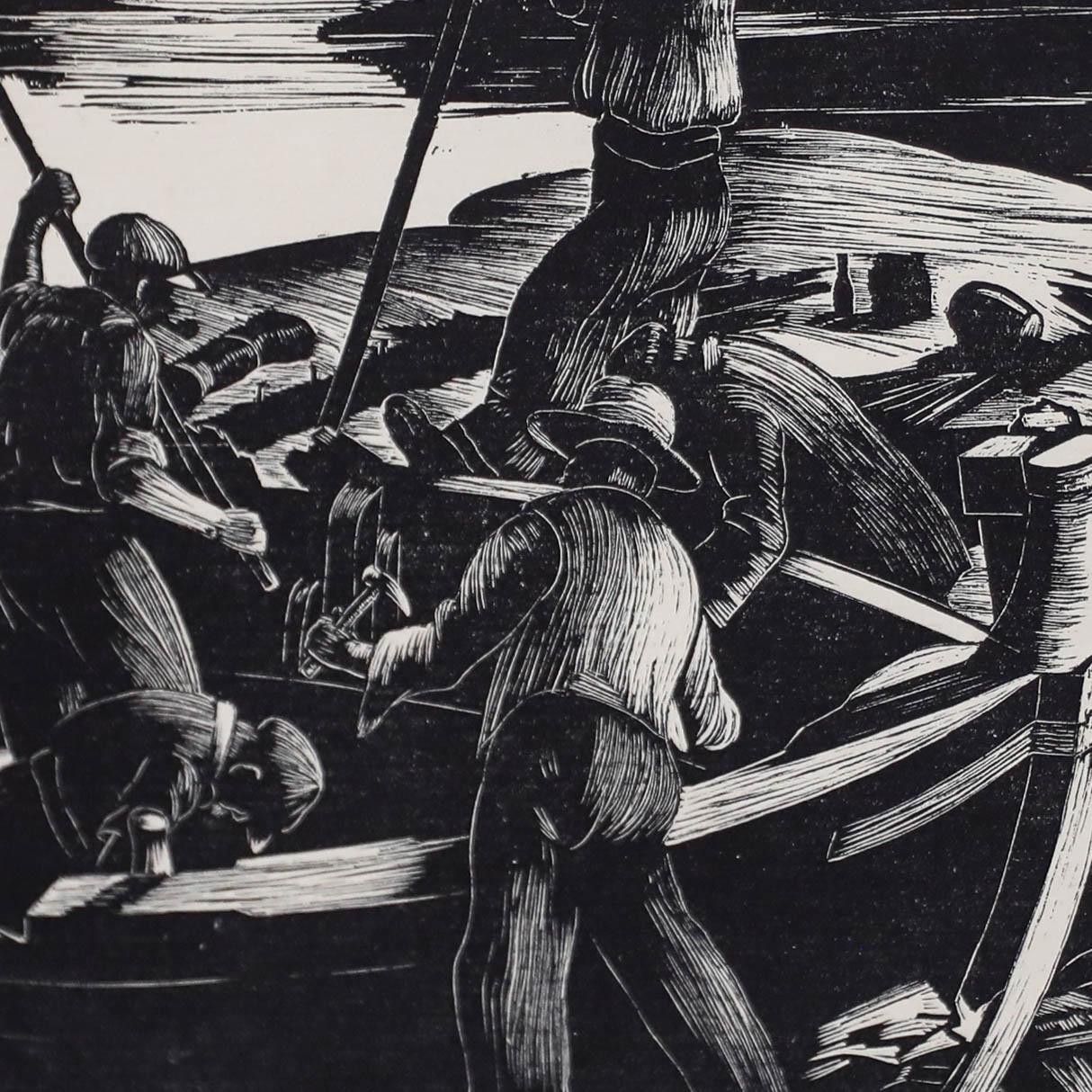 Clare Leighton (1898 1989) Mid 20th Century Woodcut, Breaking Up A Barge photo Art