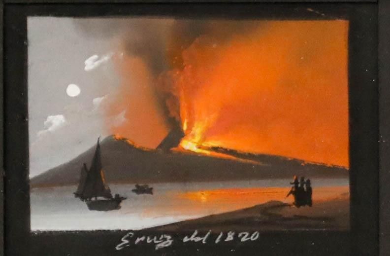 Italian School 19th Century Gouache Mount Etna II photo furniture