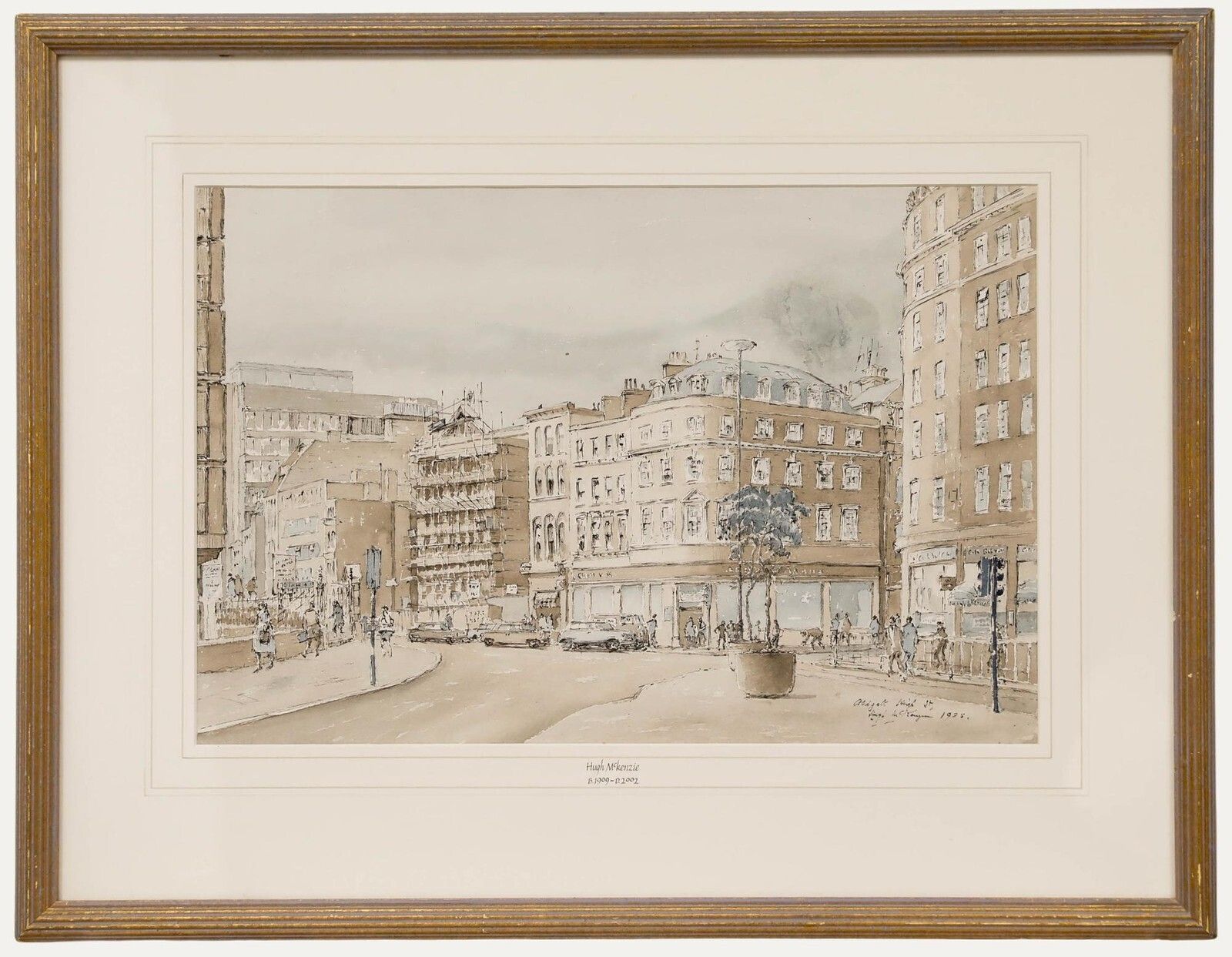 Hugh Mckenzie (1909 2005) Framed 1985 Watercolour, Aldgate High Street