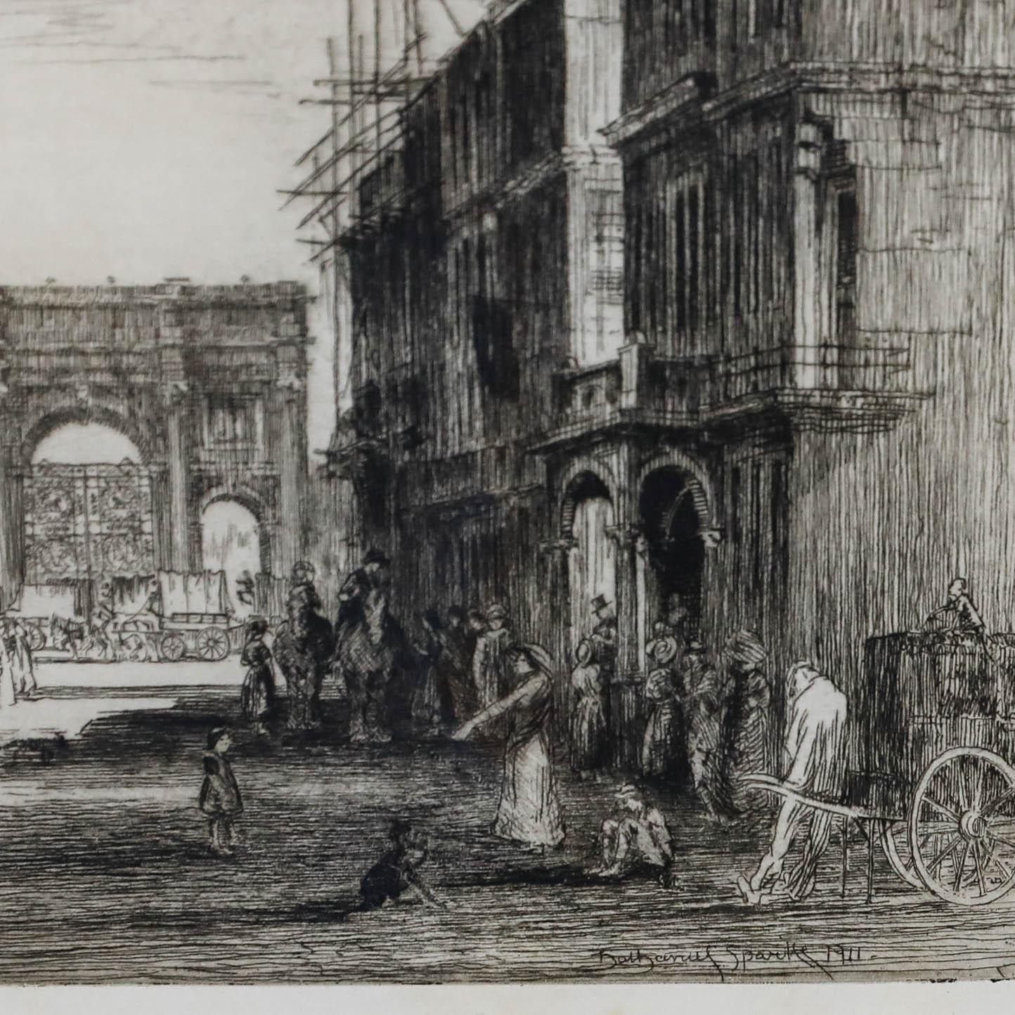 Nathaniel Sparks Re (1880 1956) Early 20th Century Etching, Marble Arch photo for sale