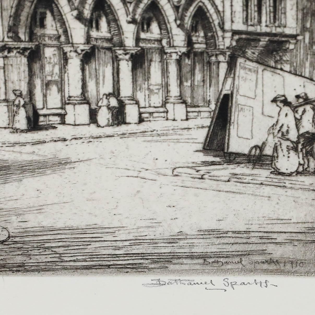 Nathaniel Sparks Re (1880 1956) 1910 Etching, Stock Exchange, Glasgow photo Art