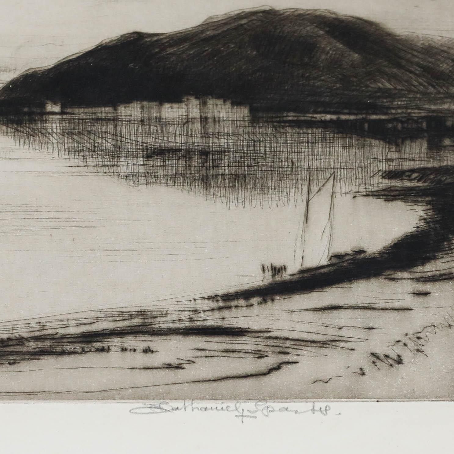 Nathaniel Sparks Re (1880 1956) Early 20th Century Etching, Loch Long photo for sale