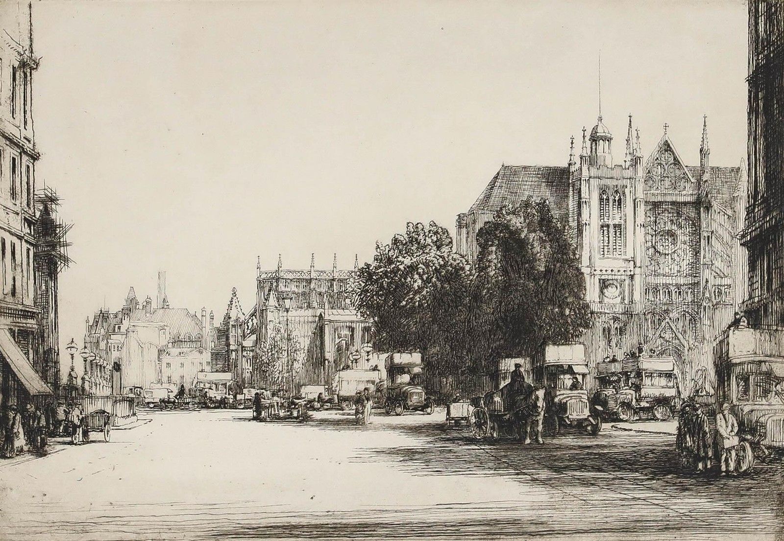Nathaniel Sparks Re (1880 1956) Etching, Westminster From The Horseguards photo furniture