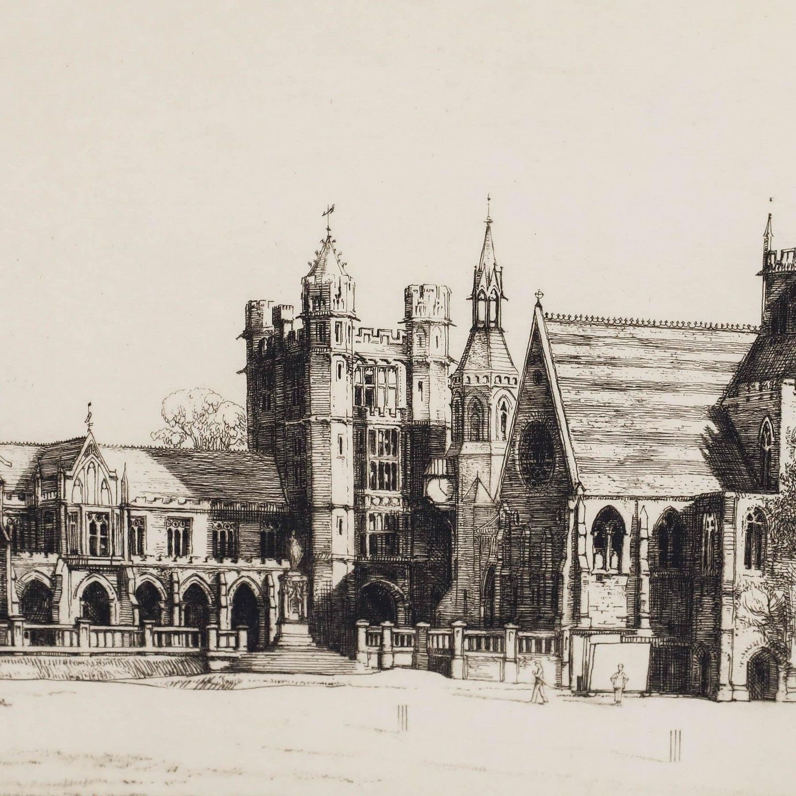 Nathaniel Sparks Re (1880 1956) Early 20th Century Etching, Clifton College photo for sale