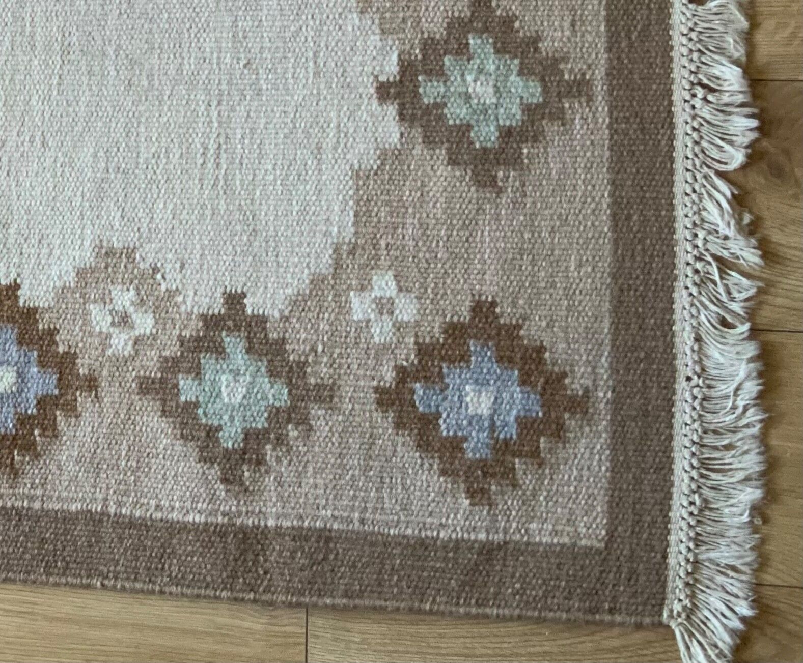 Vintage  Swedish Wool Flat Weave Rug , Scandinavian 1970s photo 251.0