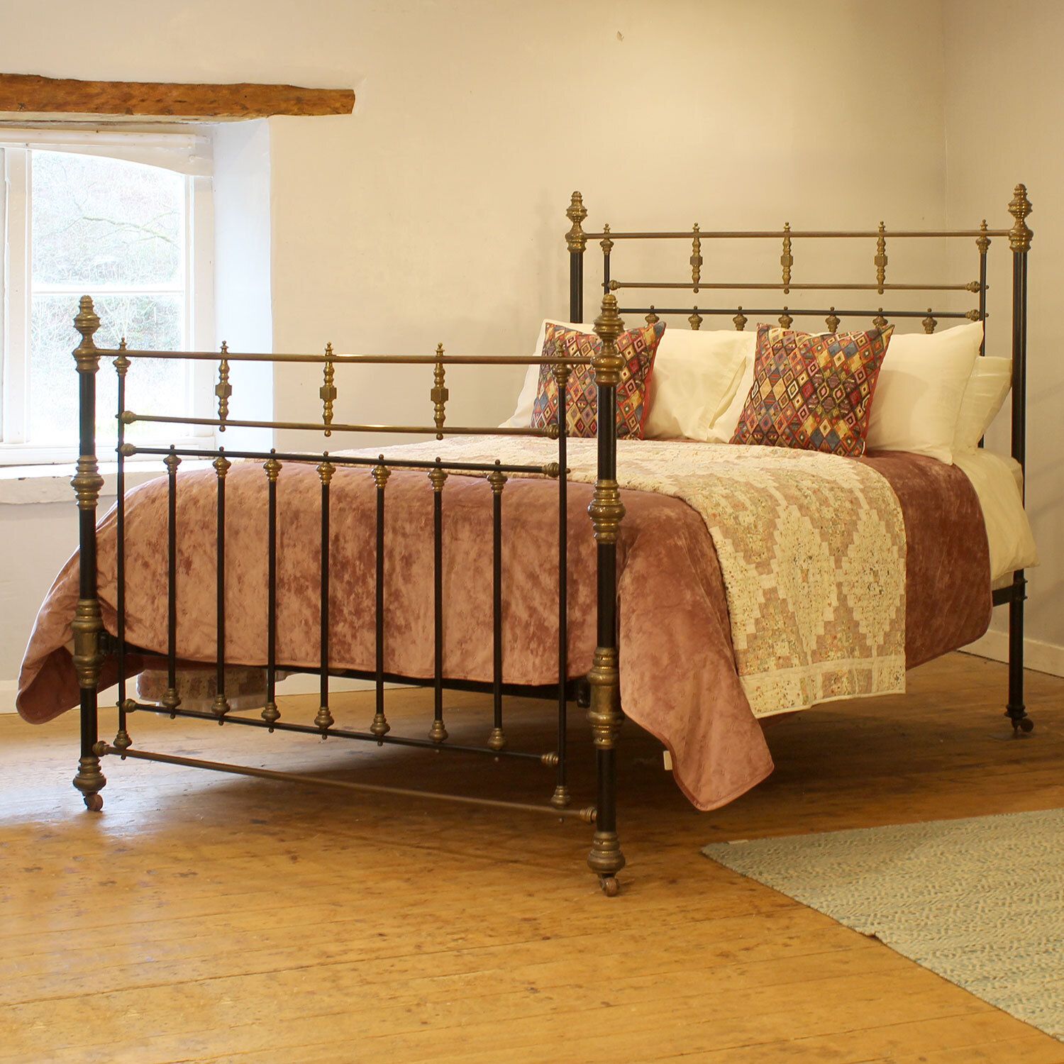 King Size Decorative Antique Bed In Black, Circa 1895