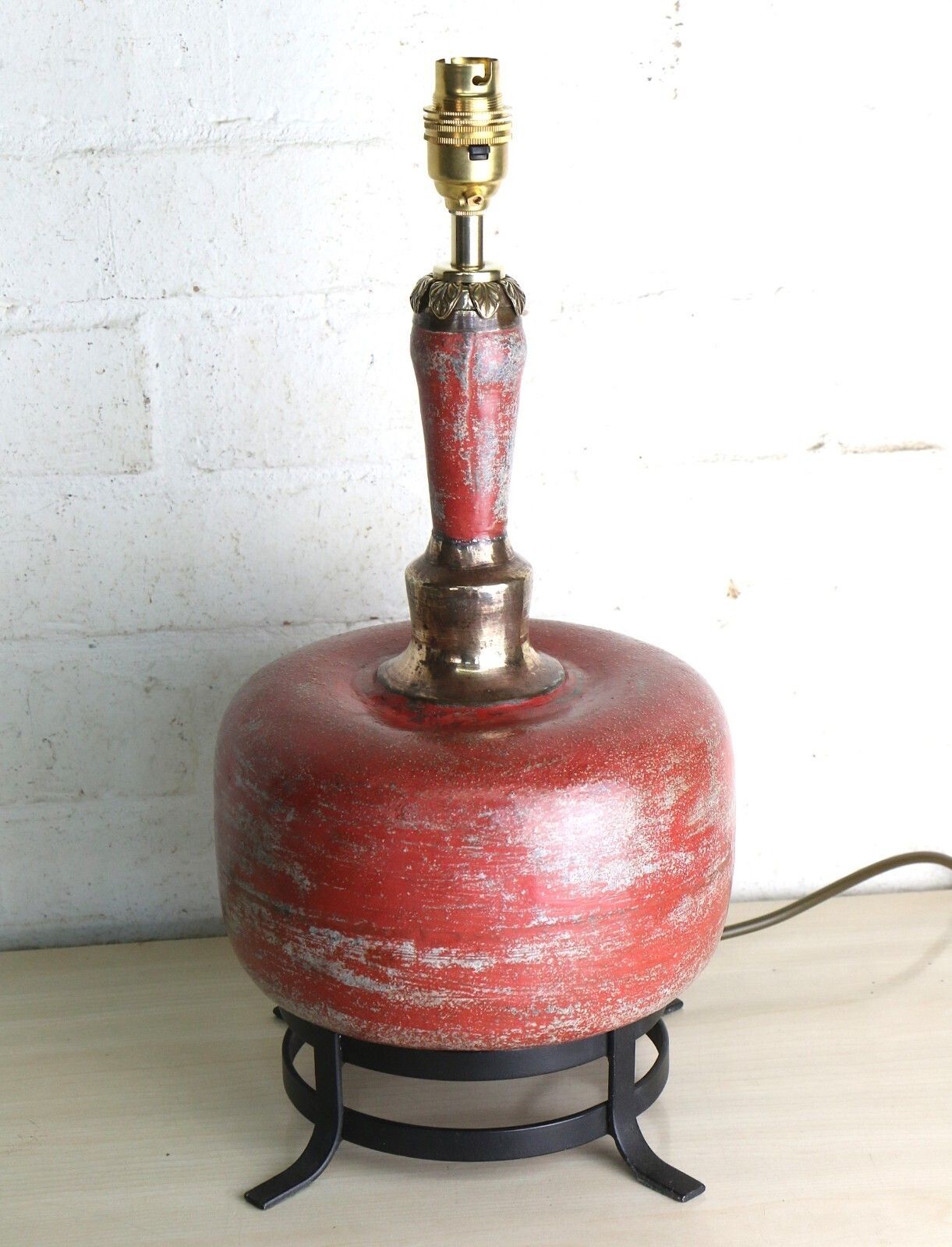 Table Lamp Antique Mughal Zinc & Brass Water Cooling Vessel 18th Century Ethnic photo furniture