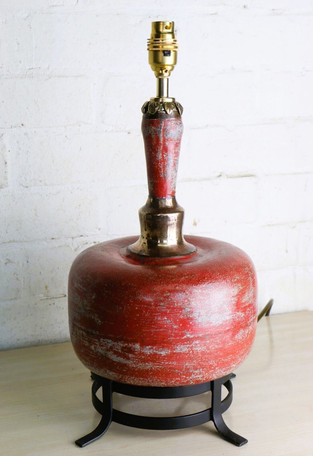 Table Lamp Antique Mughal Zinc & Brass Water Cooling Vessel 18th Century Ethnic photo buy