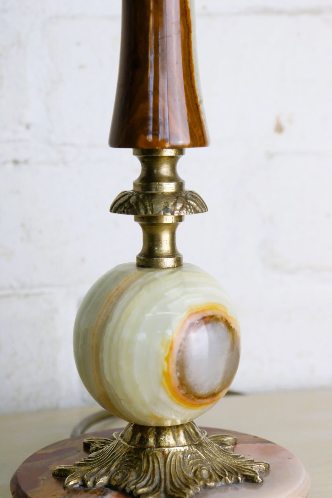 A Small Vintage Italian Marble & Brass Detailed Table Lamp, Ornate And Very Decorative photo Lighting
