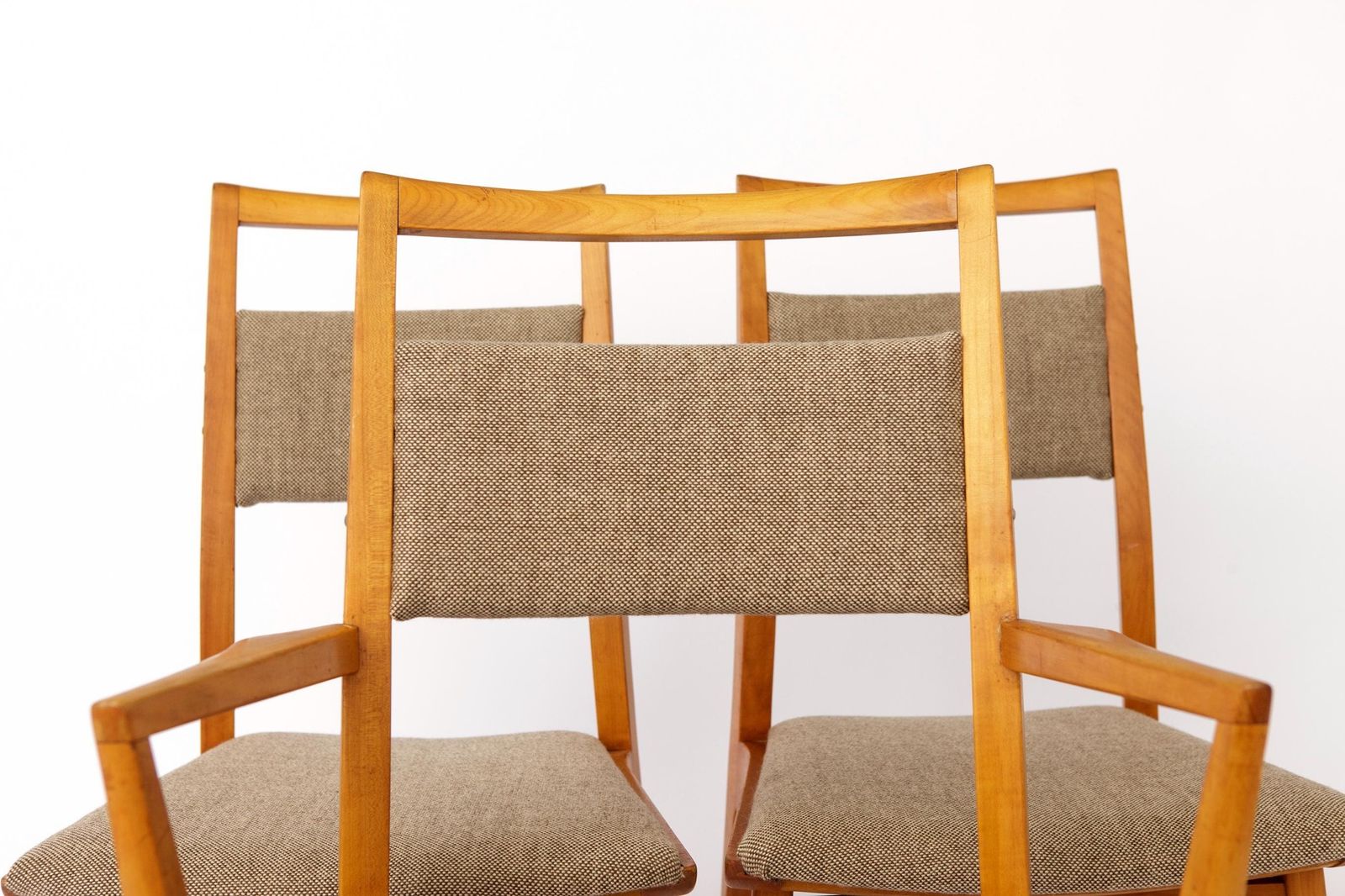 Set Of 3 Vintage Beechwood Chairs, 2 Side Chairs & 1 Armchair, 1970s, Germany photo for sale