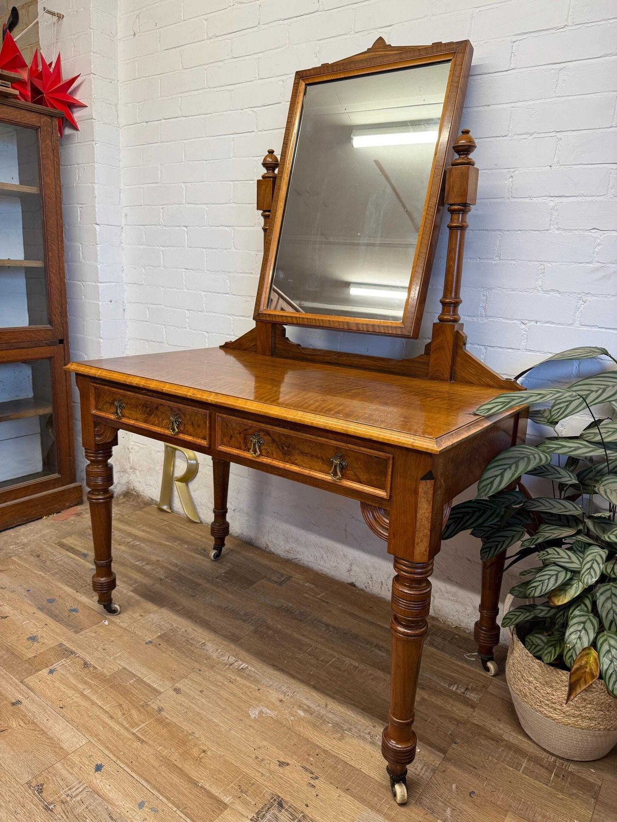 photo buy Antique Walnut Dressing Table With Swing Mirror Victorian