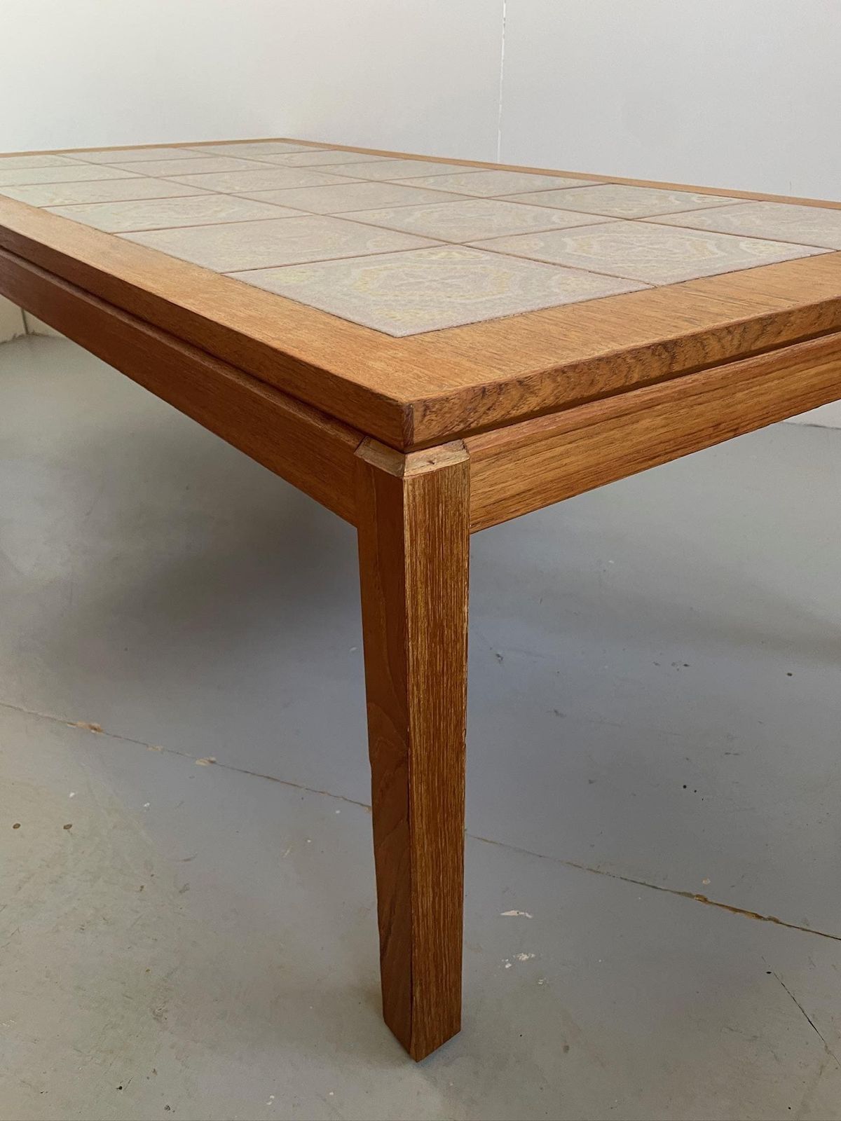 Tiled Large Danish Teak Mid Century Coffee Table Abstract Pastel Tiles photo buy