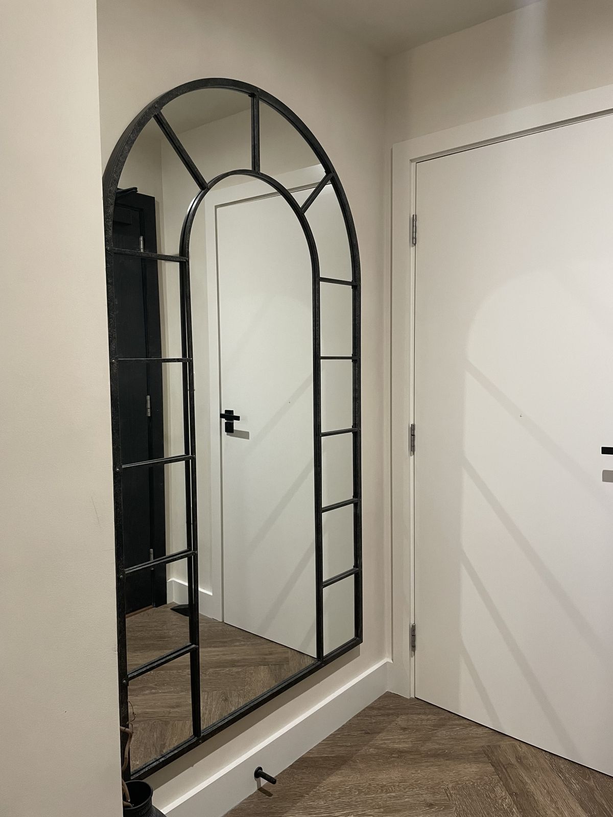 Crushed Black Industrial Arched Full Length Metal William Wood Mirror 71" X 40" (179cm X 100cm) photo furniture
