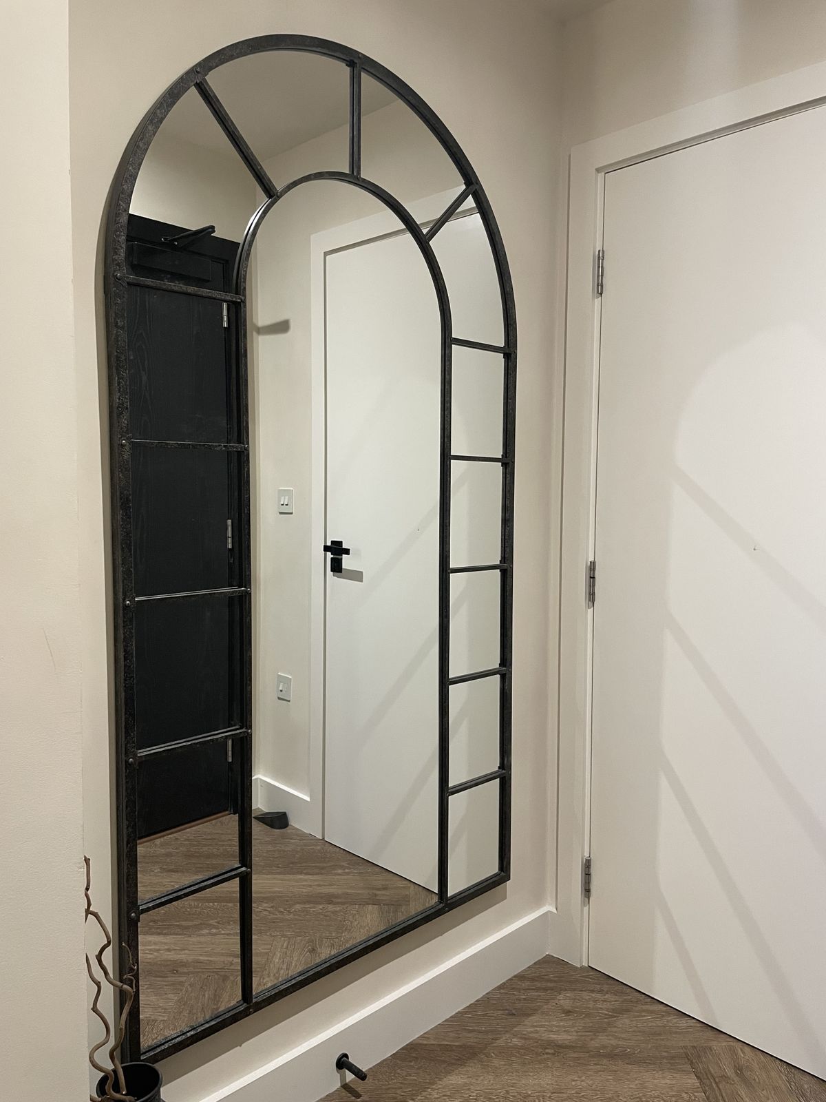 Crushed Black Industrial Arched Full Length Metal William Wood Mirror 71" X 40" (179cm X 100cm) photo for sale