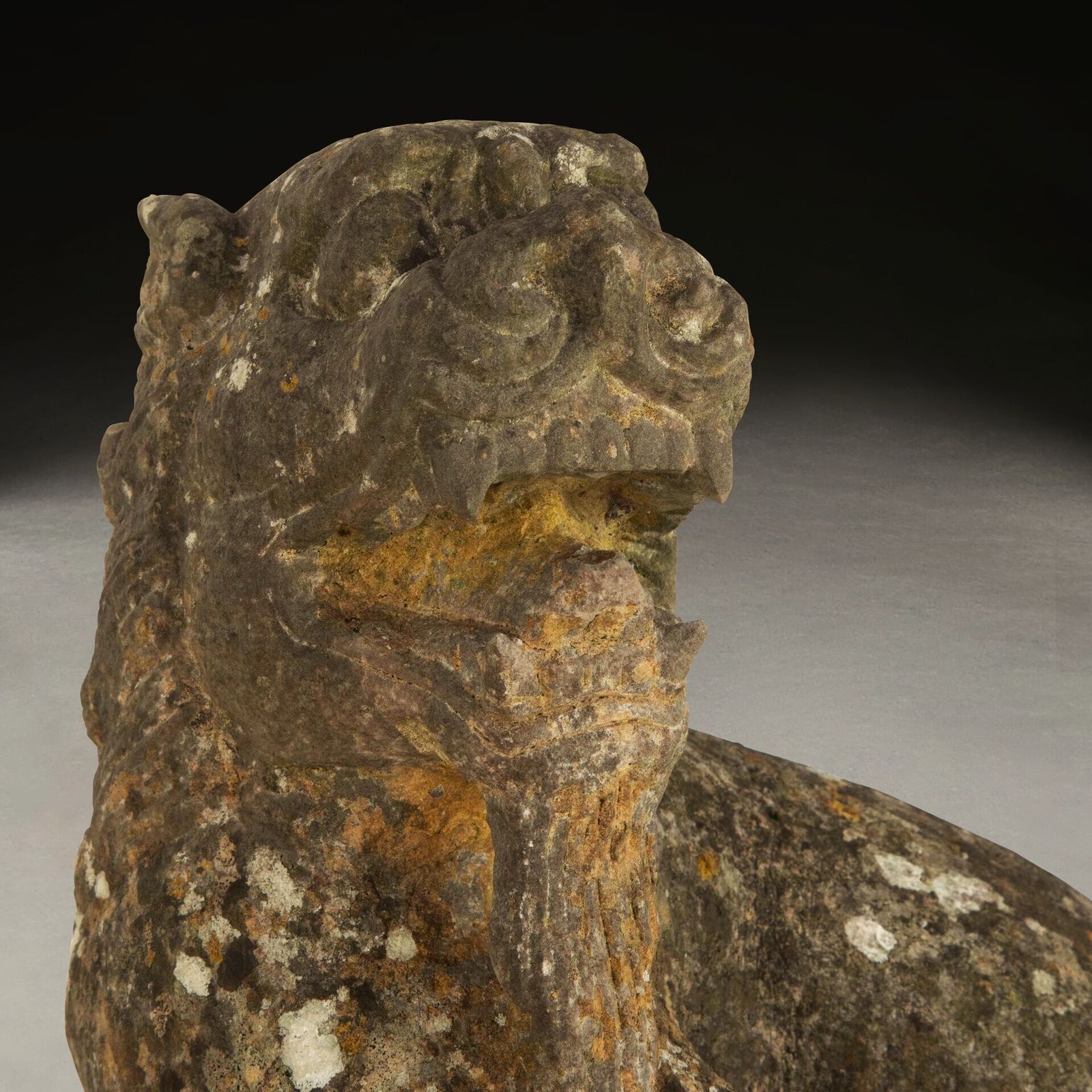 photo for sale Pair Of 19th Century Chinese Carved Stone Lions