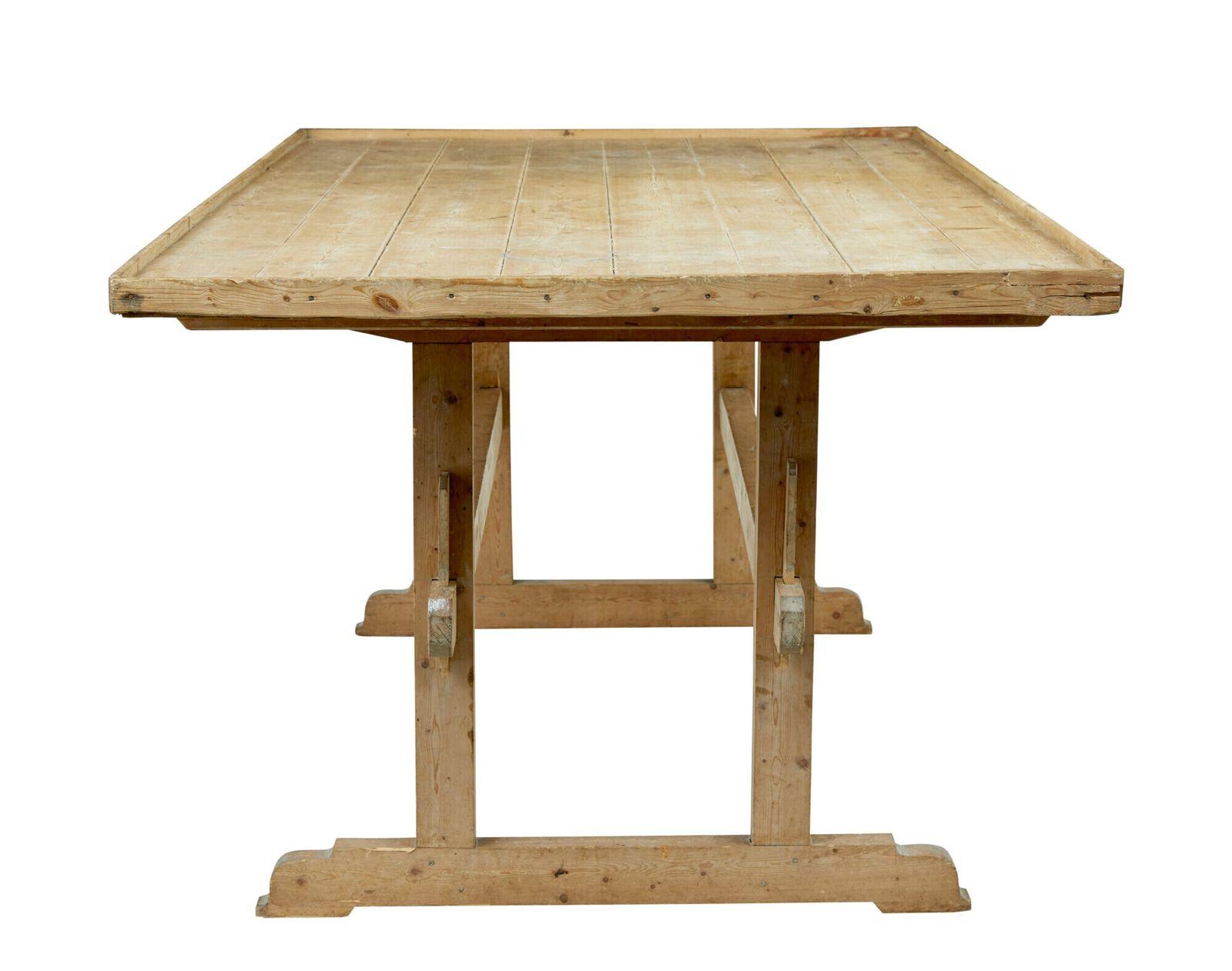 19th Century Swedish Pine Trestle Bakers Table photo vinterior