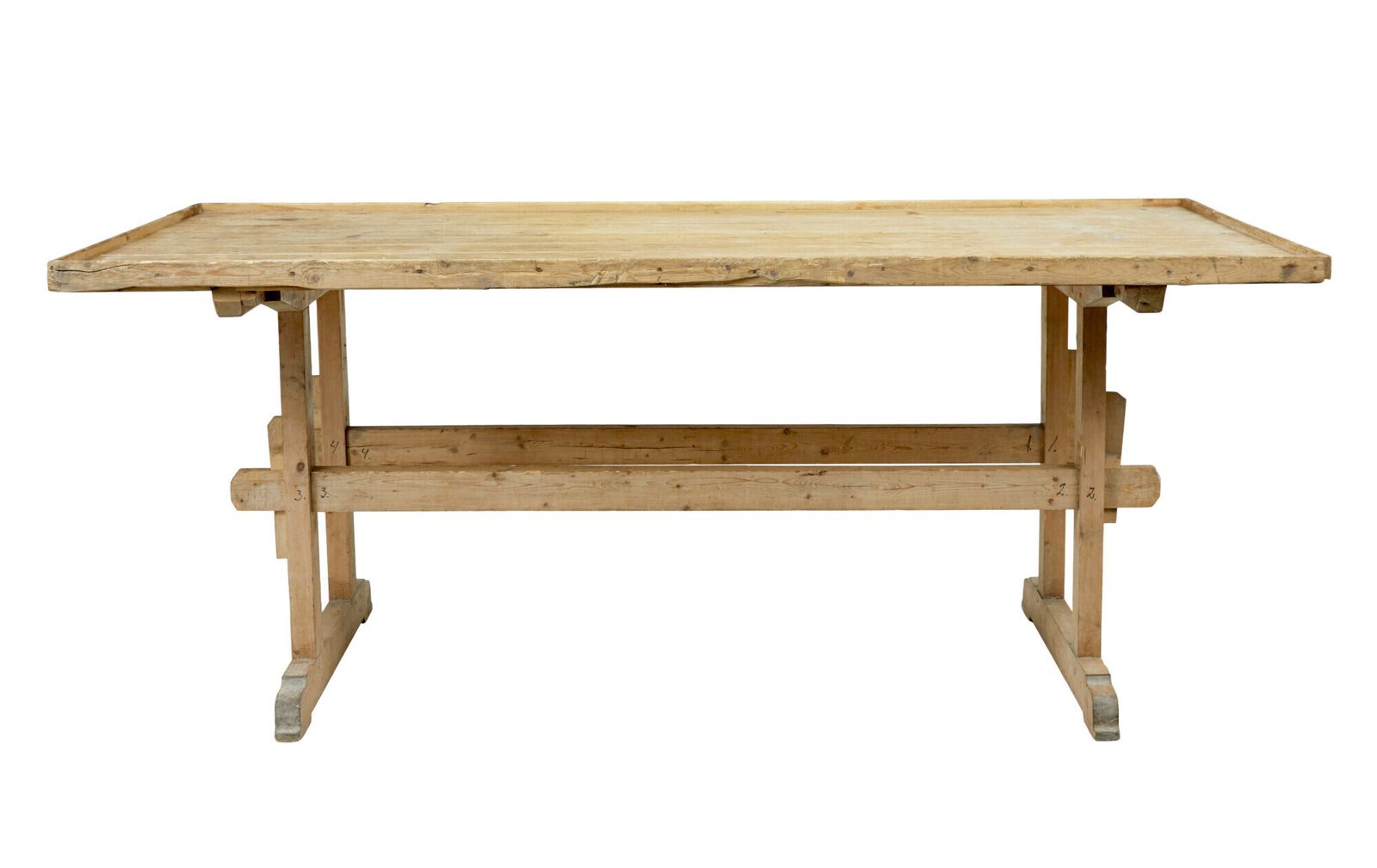 photo furniture 19th Century Swedish Pine Trestle Bakers Table