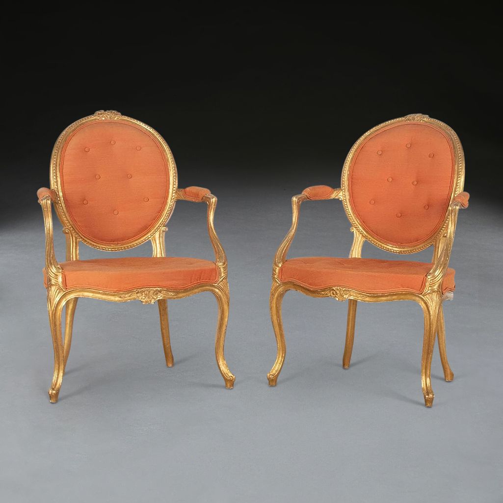 Pair Of Geo III Giltwood Open Armchairs photo furniture