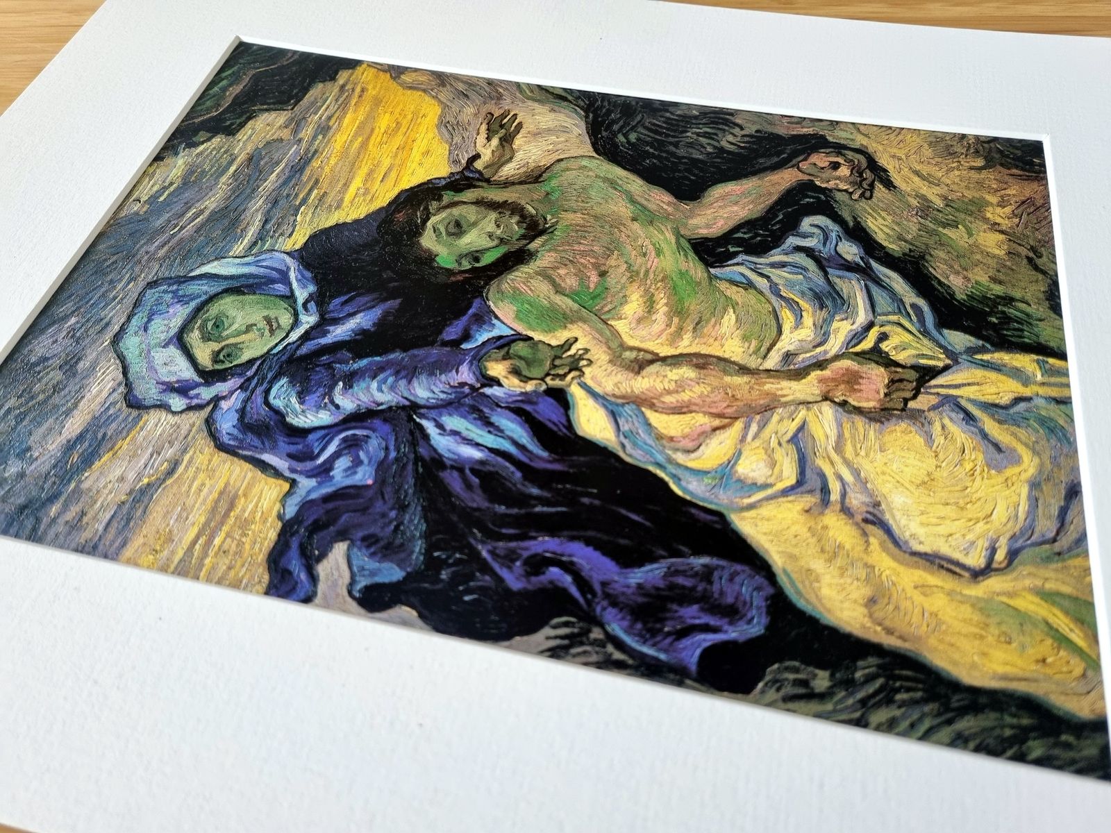 Vintage Religious Art Print, Pieta, Vincent Van Gogh, Post Impressionist Painting, Mounted Artwork, Devotional Christian Figurative Image photo Art