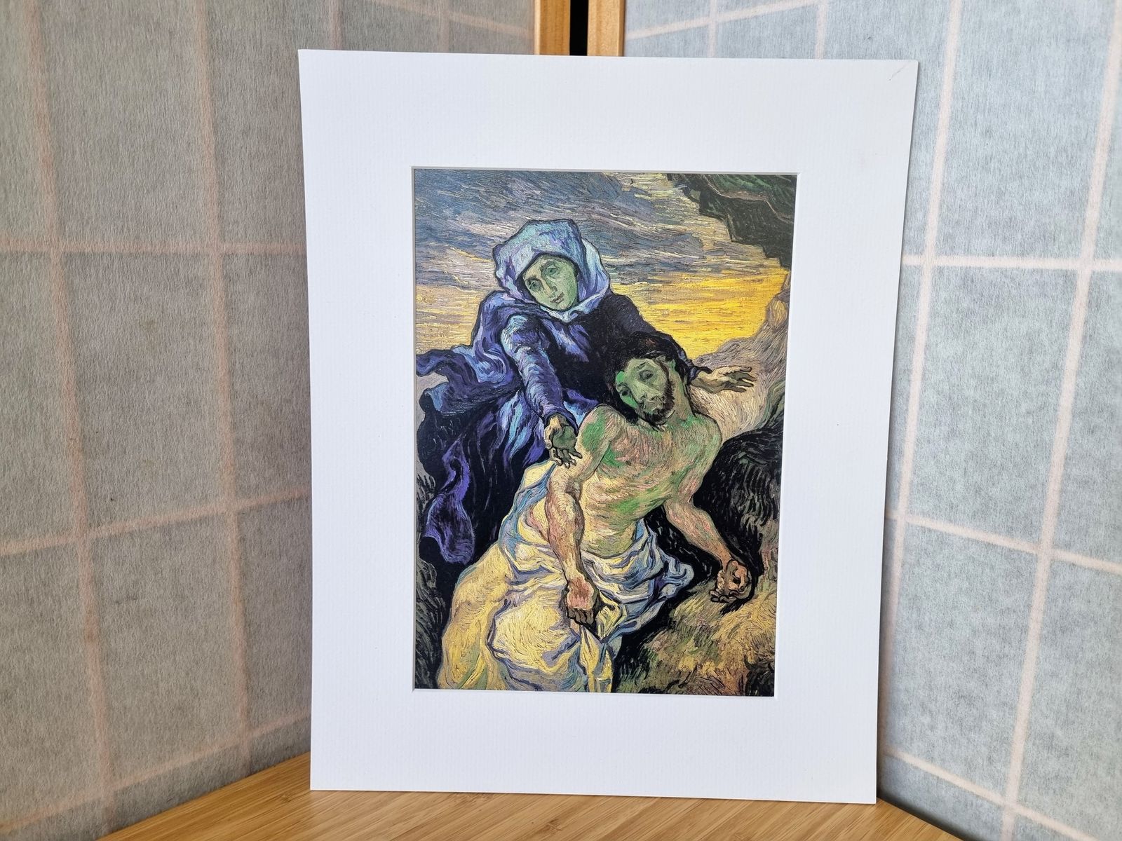 Vintage Religious Art Print, Pieta, Vincent Van Gogh, Post Impressionist Painting, Mounted Artwork, Devotional Christian Figurative Image photo vinterior