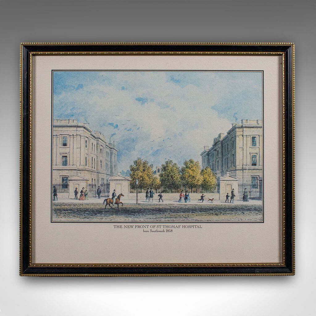 Antique Hospital Picture, St Thomas' London, Engraving, Art, Medical, Victorian photo furniture