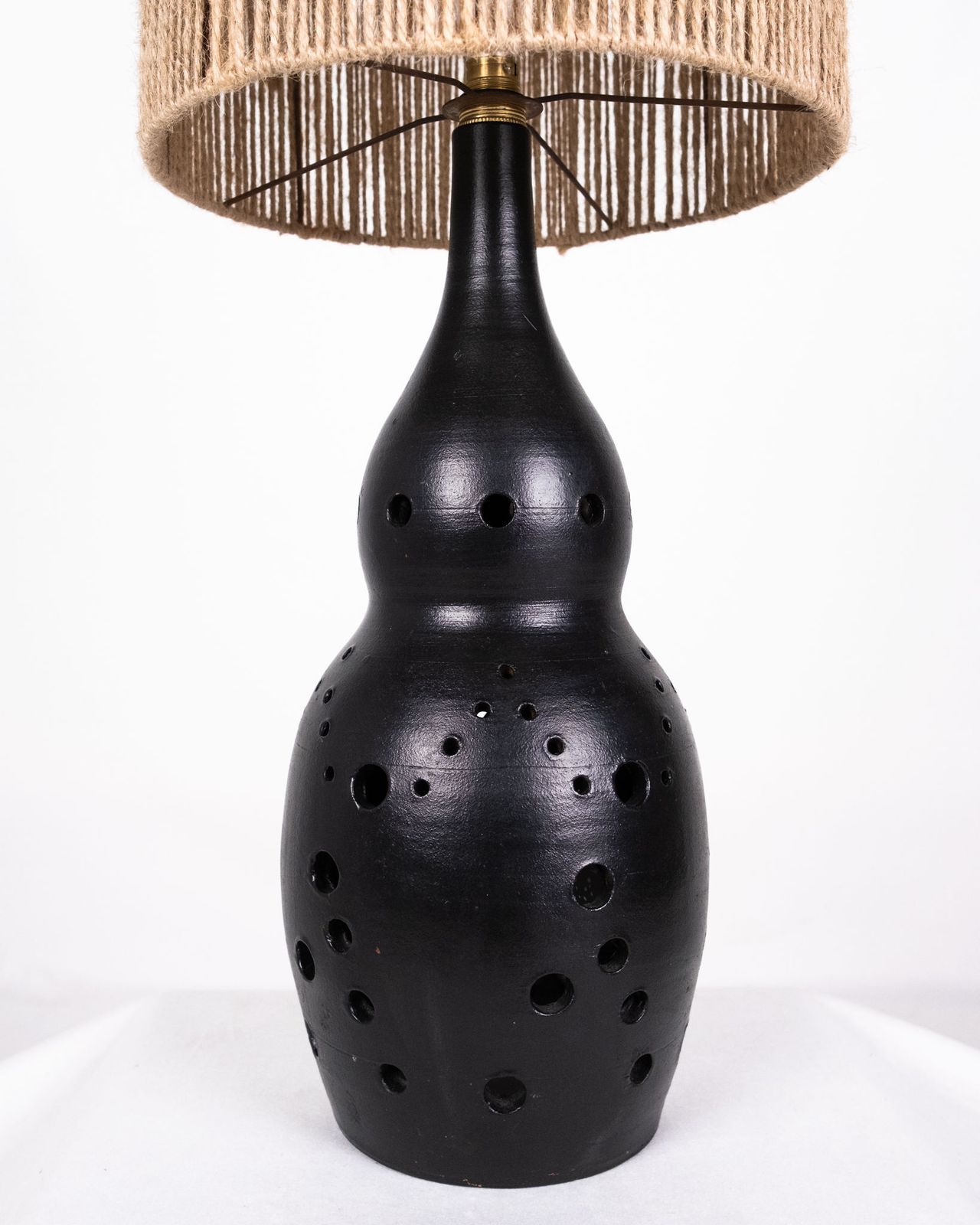 Black Ceramic Lamp In The Style Of Georges Pelletier, France, 1970s photo Lighting
