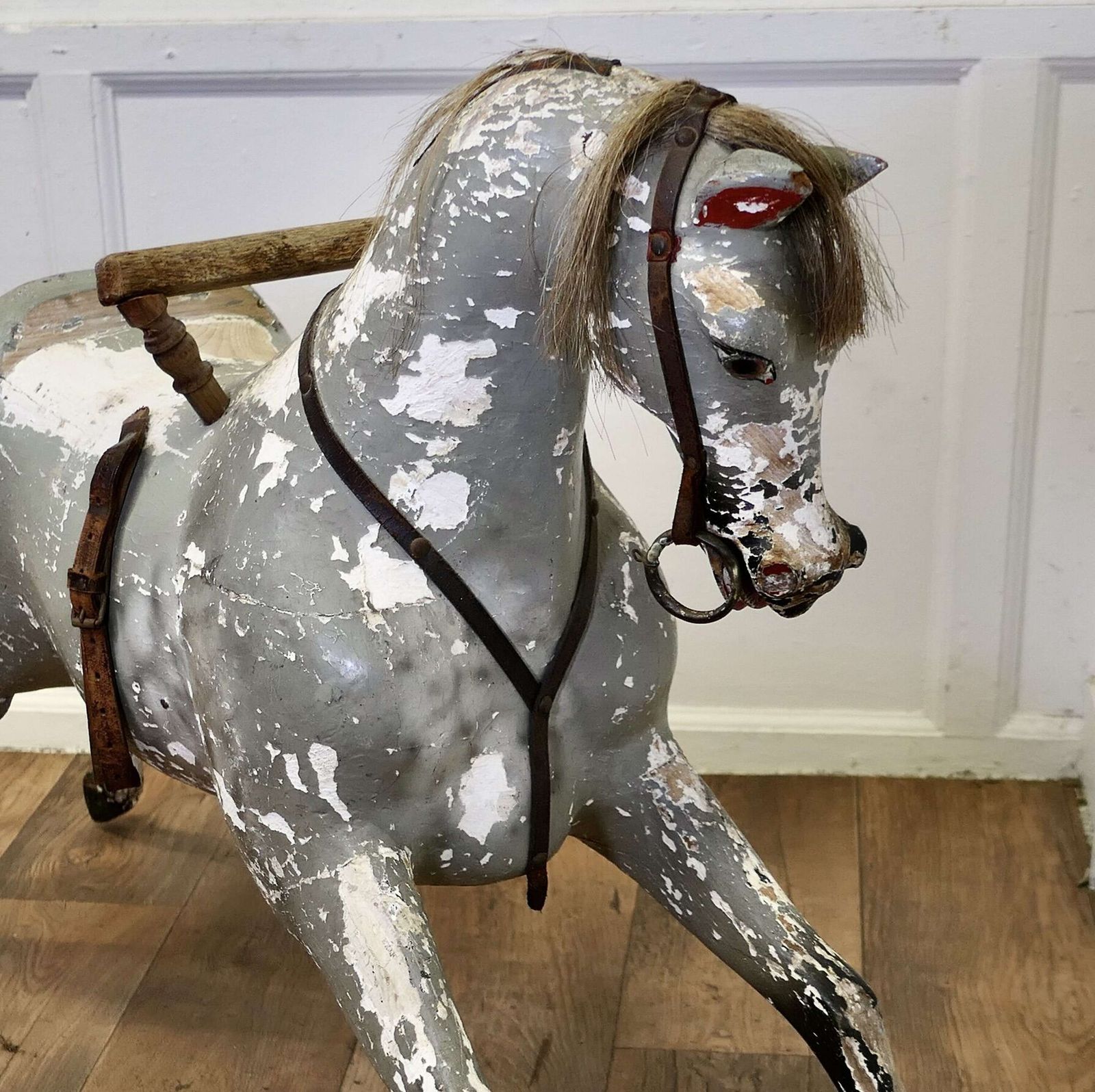 Early 19th Century Wooden Horse A Handsome Dapple Grey photo for sale