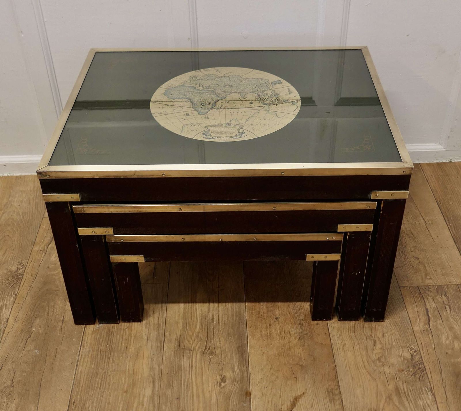 Mid Century Maison Jansen Campaign Style Large Nest Of 3 Tables photo furniture