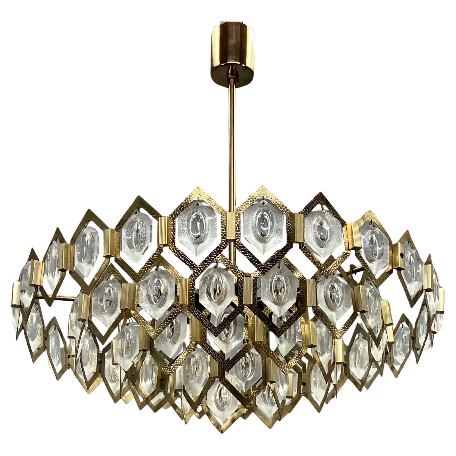 1960s Faceted Glass Chandelier By Jaroslav Bejvl For Kamenicky Senov