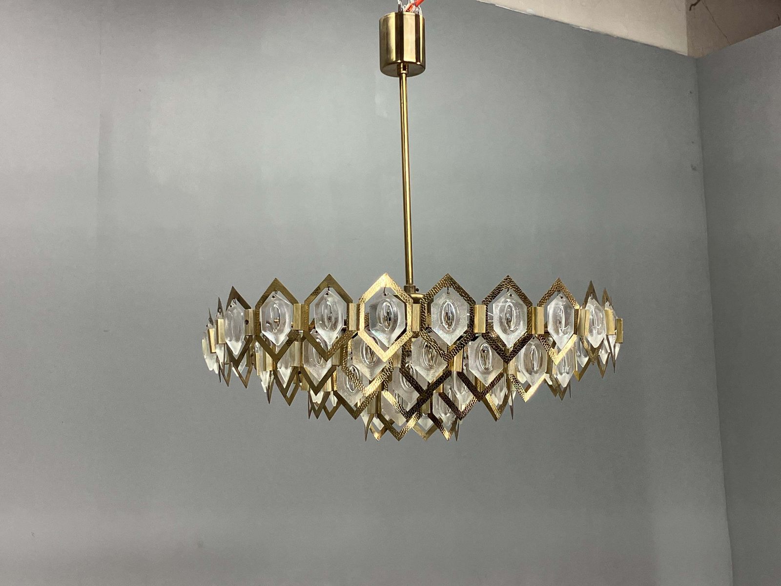 1960s Faceted Glass Chandelier By Jaroslav Bejvl For Kamenicky Senov photo Lighting