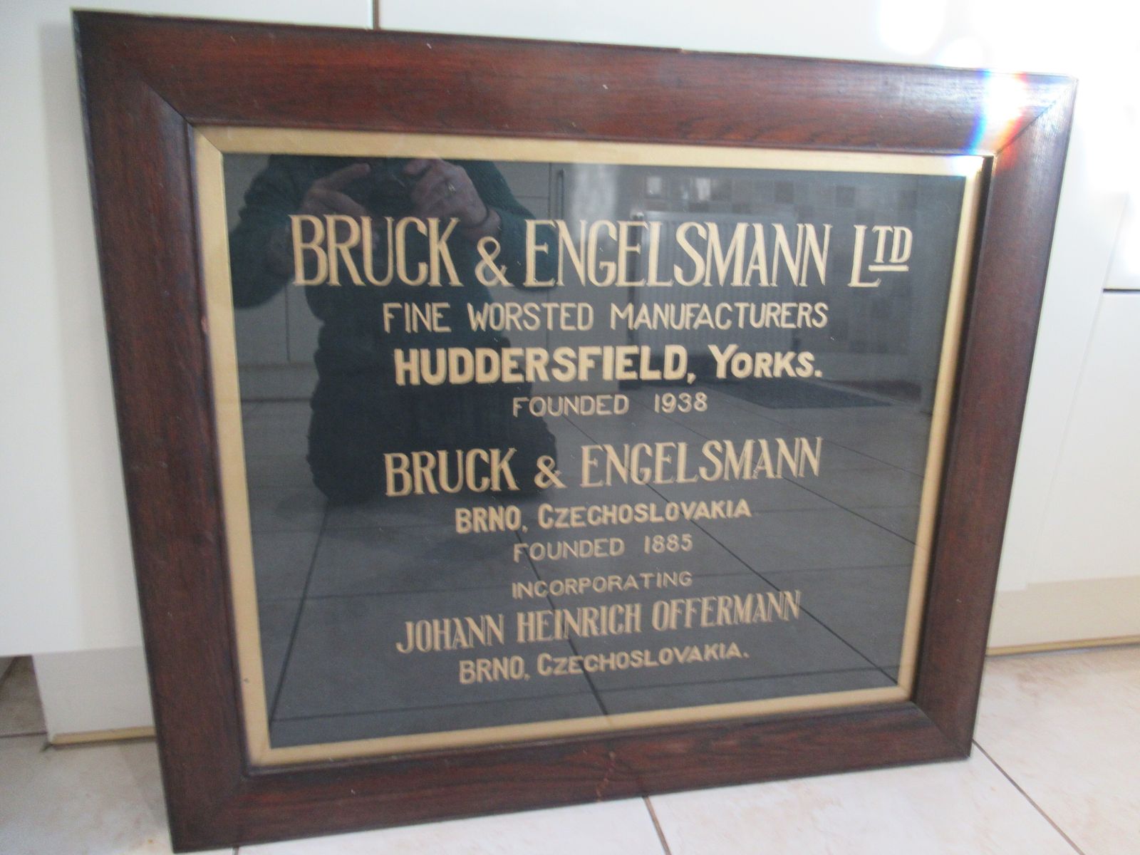 1920s   Oak Framed   Advertising     Print For Bruck   &  Engelsmann     Worsted   Manufactures photo for sale