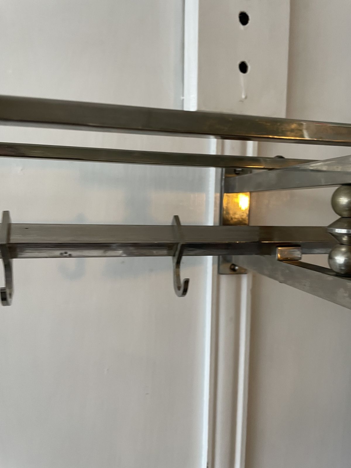 Antique Art Deco Nickel Hat Coat Shelf C1920 photo vintage