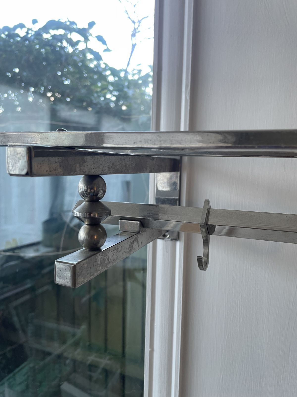photo for sale Antique Art Deco Nickel Hat Coat Shelf C1920