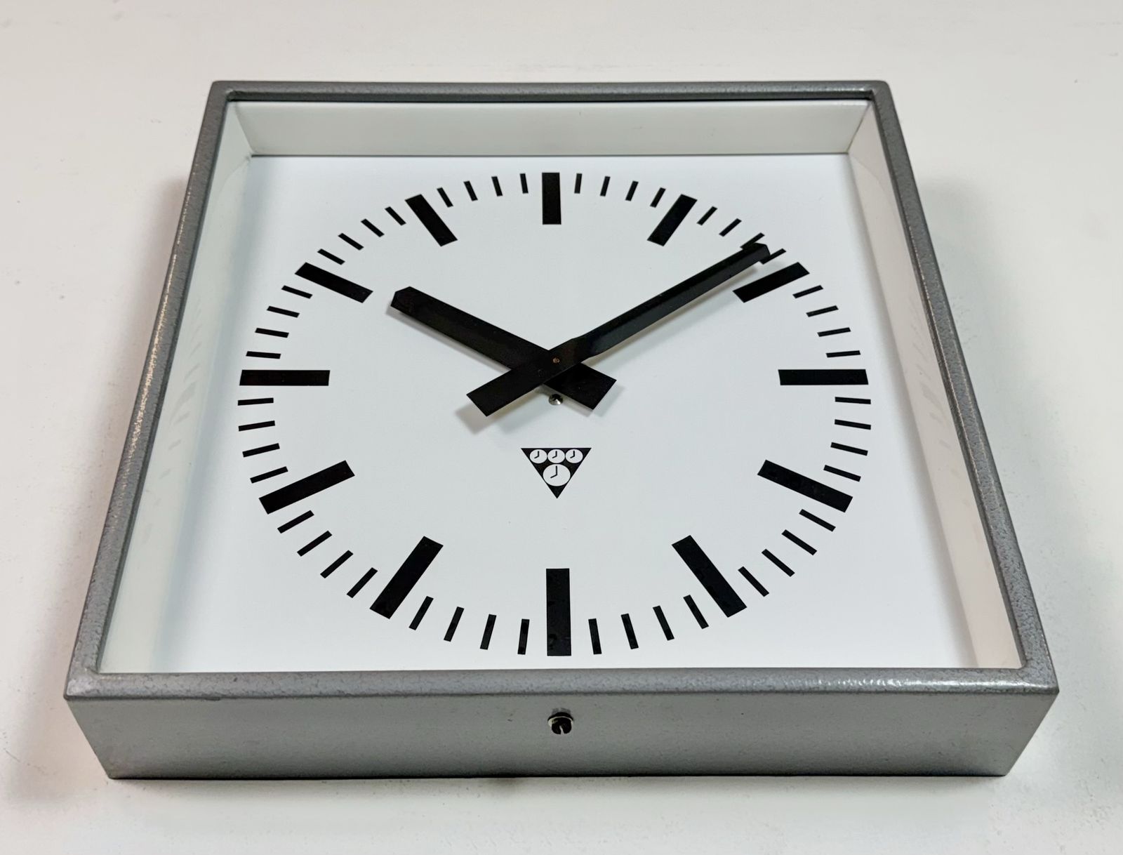 Grey Industrial Square Wall Clock From Pragotron, 1970s photo 249.0