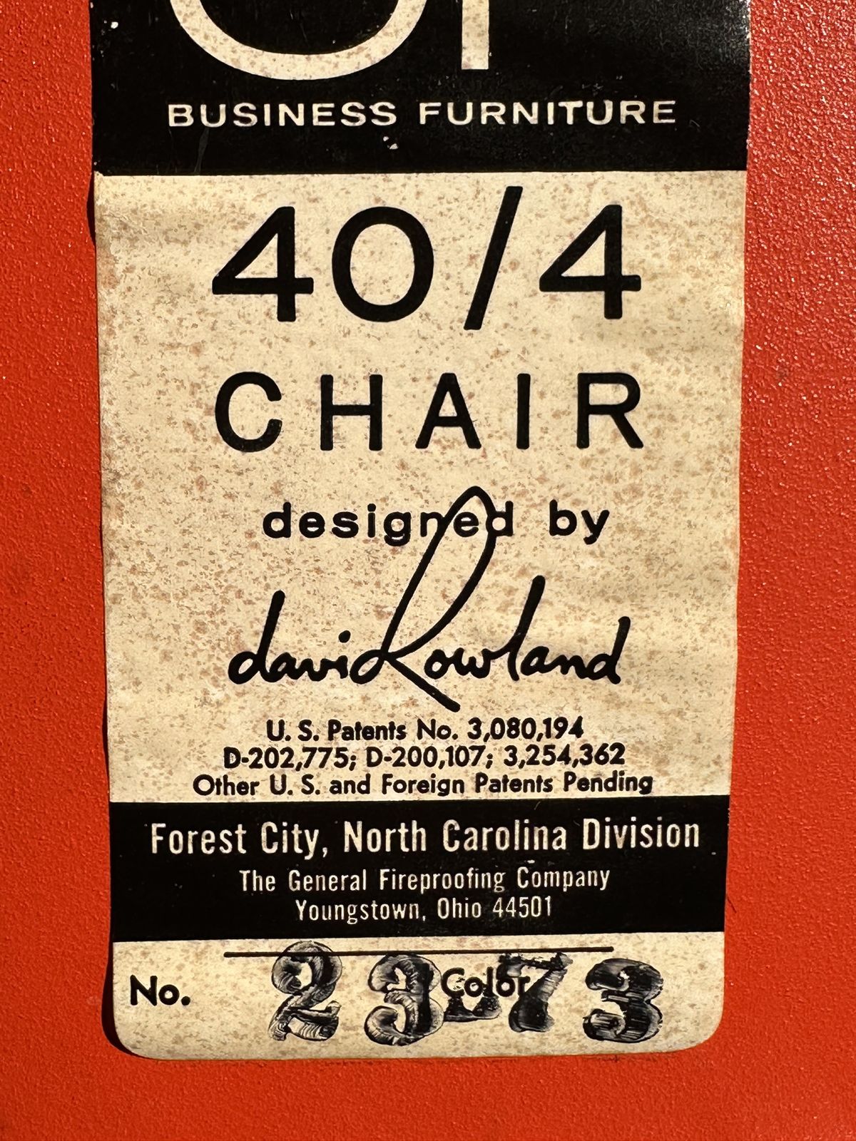 Set Of 5 Original Steel 4/40 Chairs By David Rowland Manufactured By Gf In 1960s (Original Rather Than Howe) photo for sale