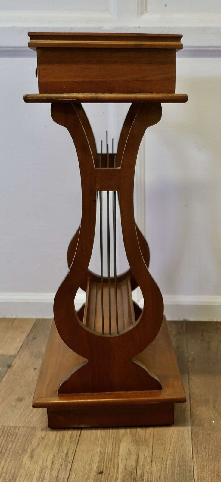 A Beautiful Pair Of French Lyre Ended Cherrywood Lamp Or Side Tables photo for sale