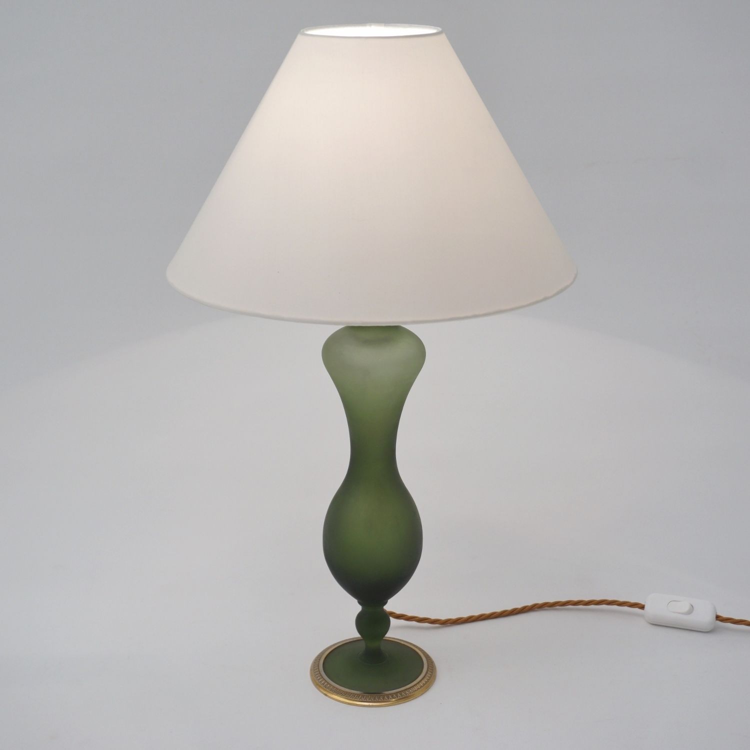 Art Nouveau Baccarat Satin Glass & Ormolu Table Lamp, 1890`s Ca, French   Rewired photo vintage