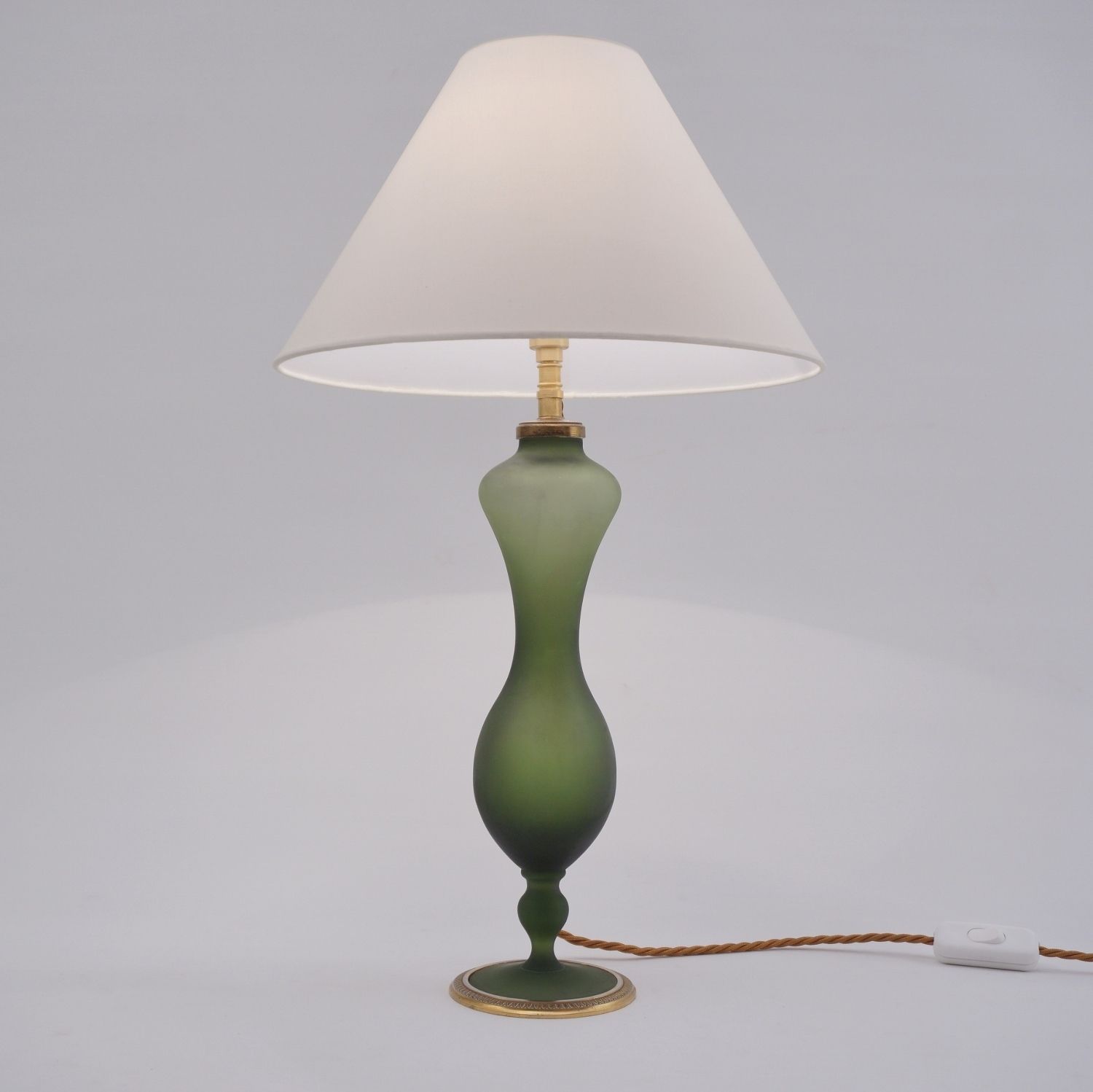 Lighting Art Nouveau Baccarat Satin Glass & Ormolu Table Lamp, 1890`s Ca, French   Rewired photo