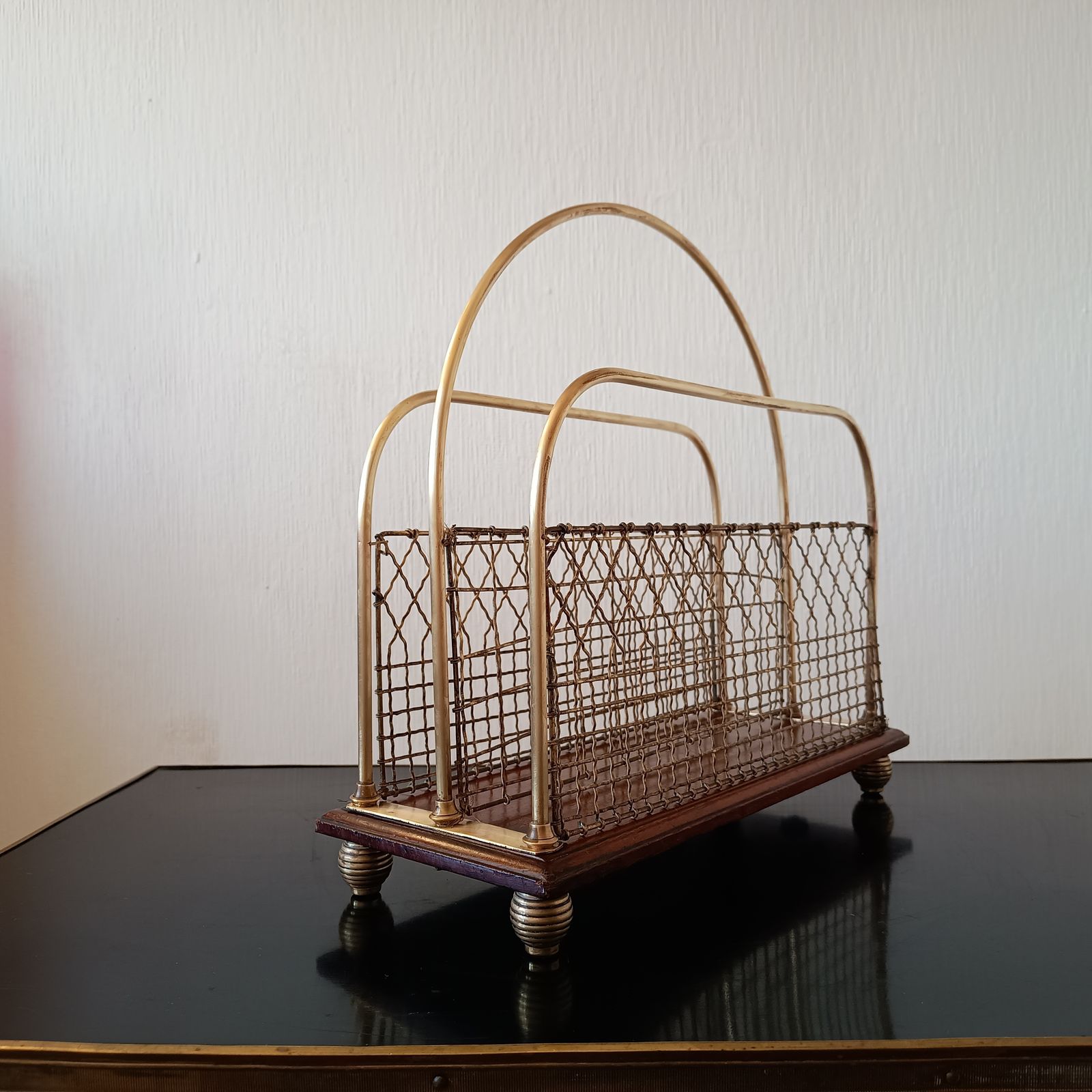 Arts And Craft S Hall Brass And Mahogany Paper Stand Or Magazine Rack 1890 1910 photo furniture