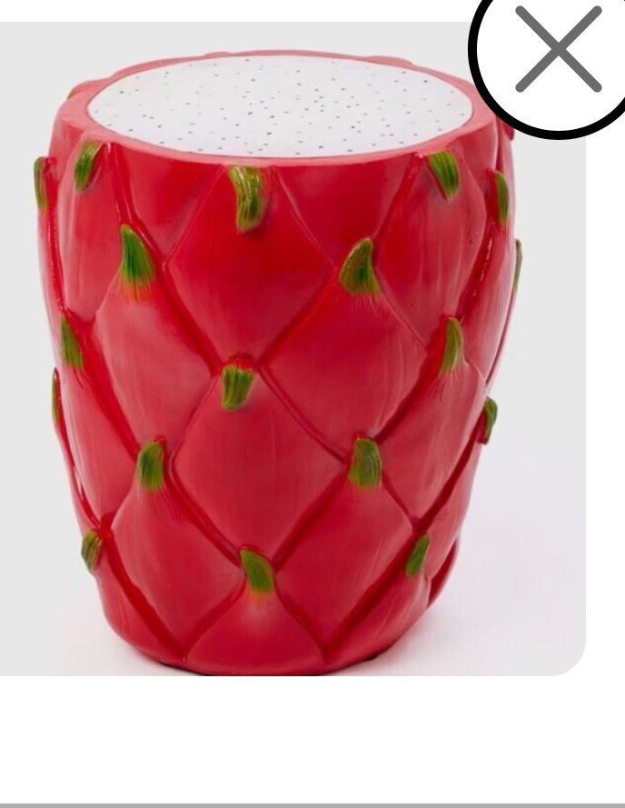 Pair Of Fruit Side Tables  Stools Gloss Red Ceramic Effect, H44 × W38 × D38 Cm photo for sale