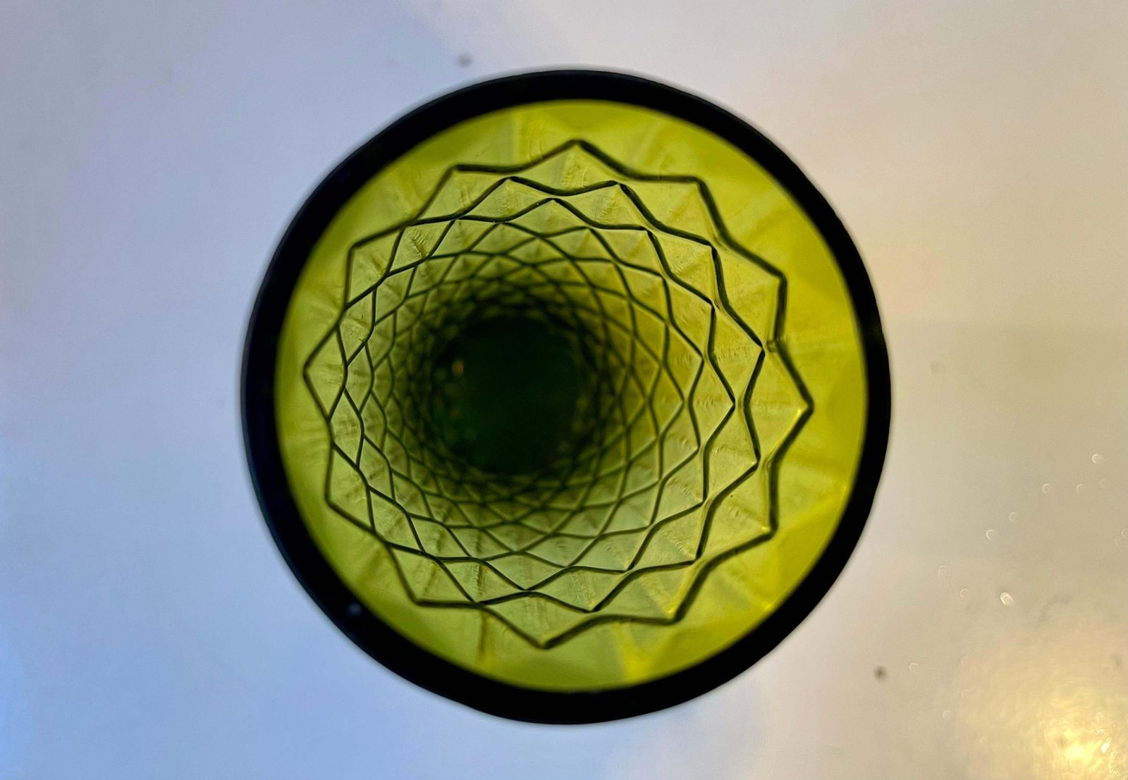 Geometric French Art Deco Vase In Tinted Green Glass photo Home Decor