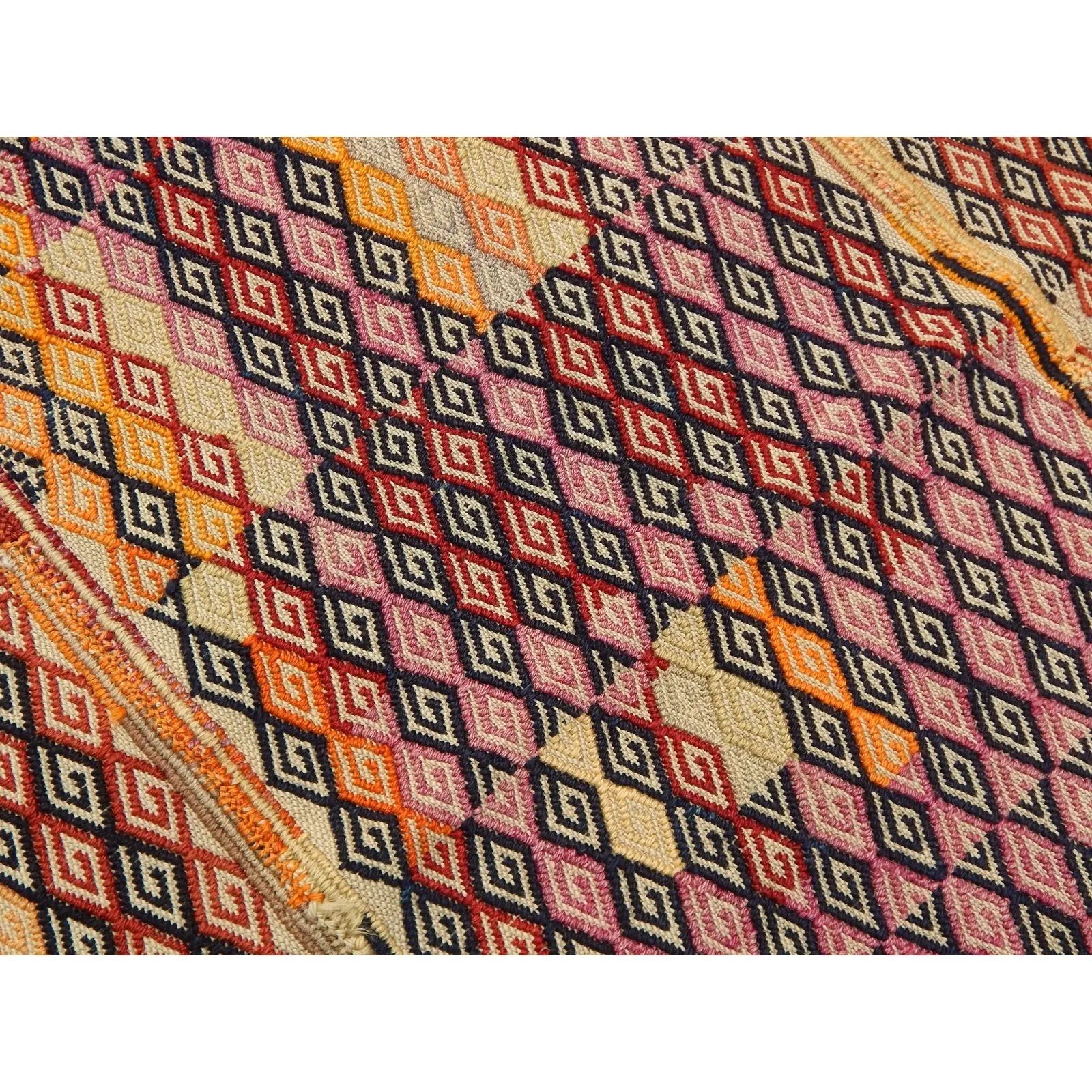 1960s Turkish Wool Jajim Kilim Rug 4'2" X 4'12" photo for sale