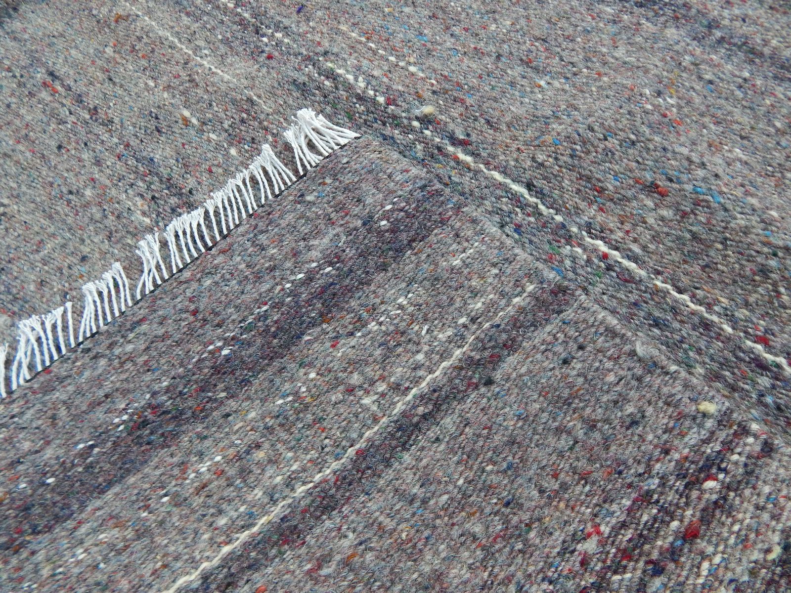 Turkish Gray Kilim Rug 4'11" X 5'1" photo vinterior