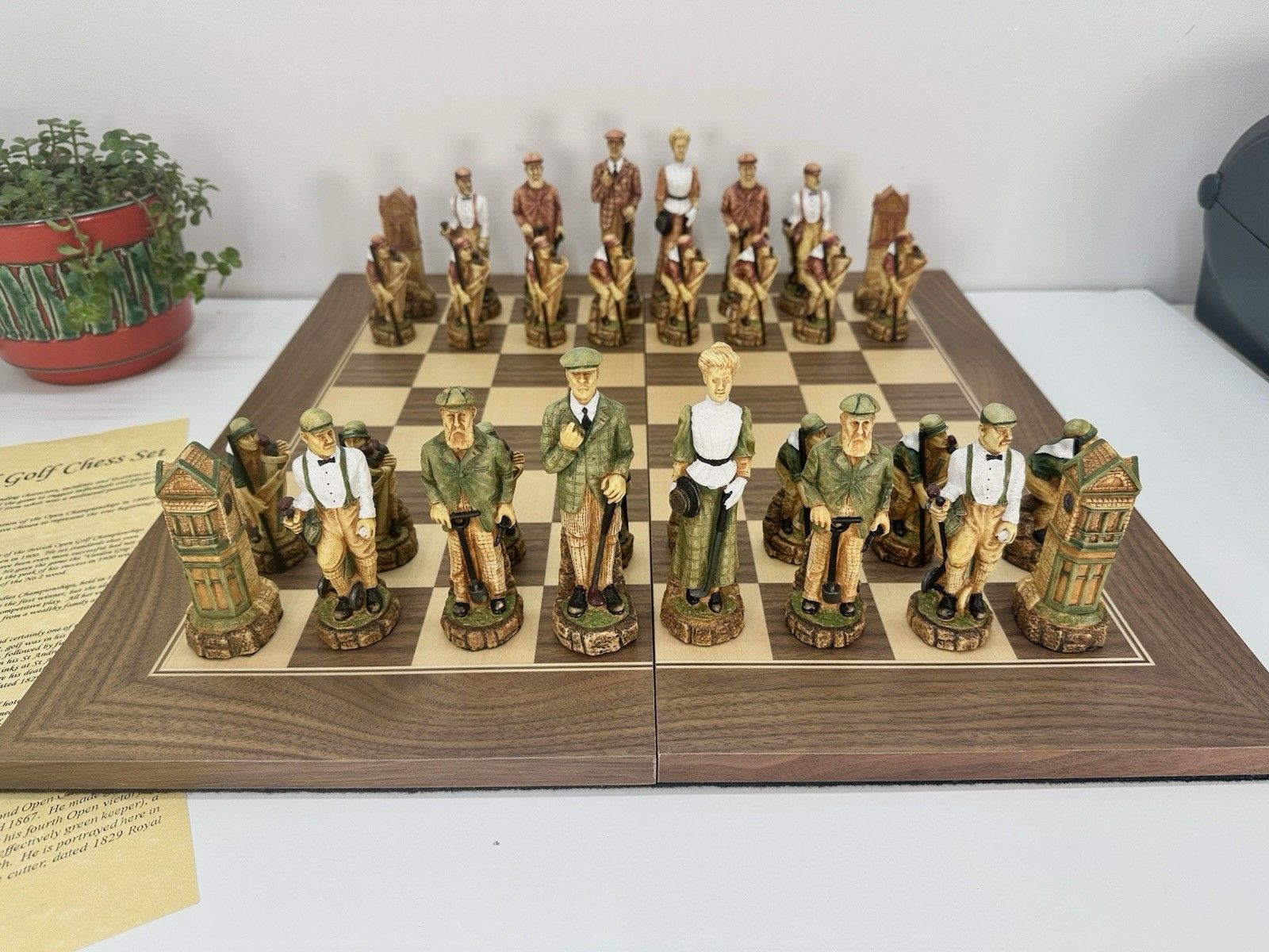 Sac Studio Anne Carlton History Of Golf Chess Set 5” King Hand Painted W/ Board photo 199.0